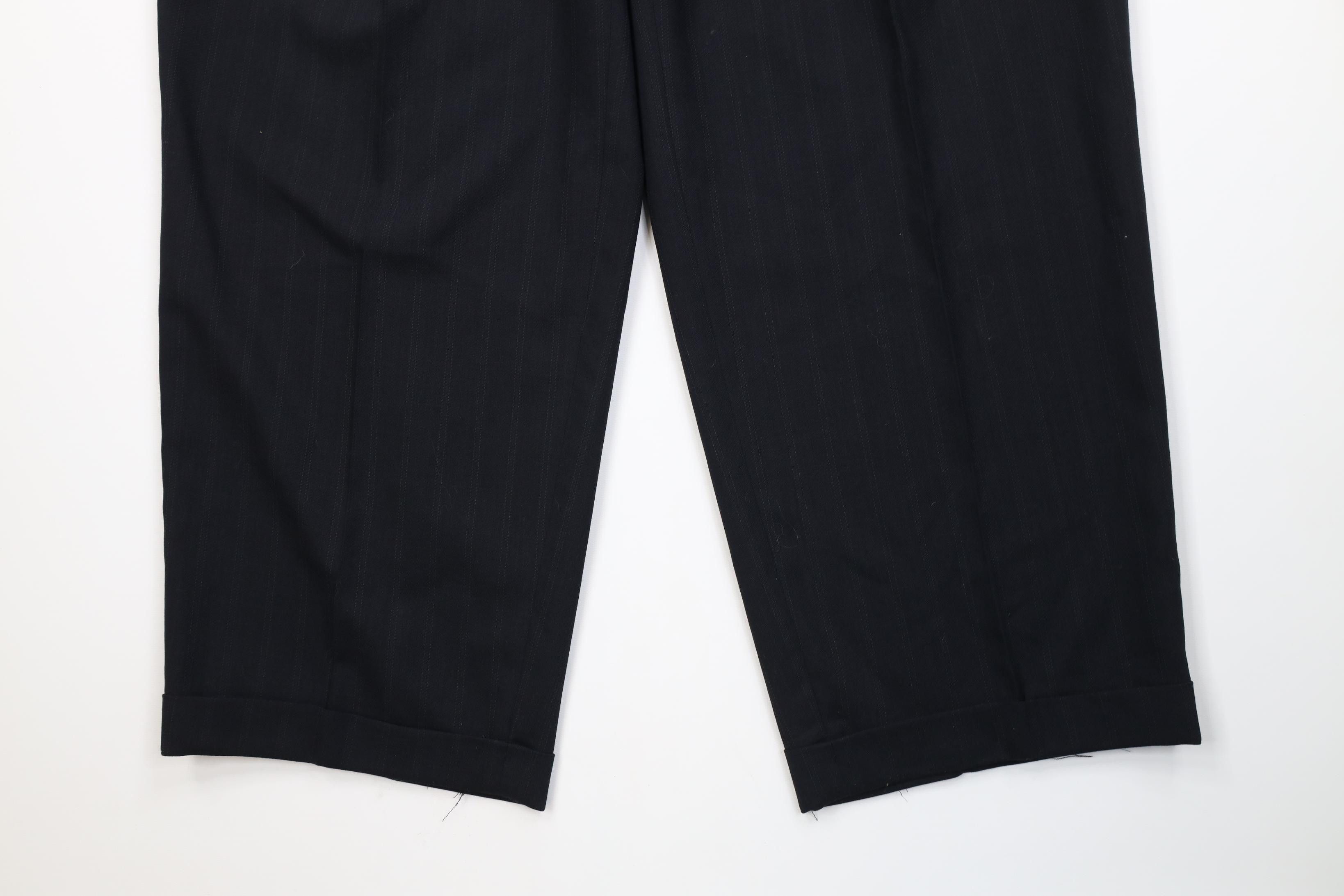 Armani Vintage 90s Mani Armani Striped Wide Leg Chino Pants Blue Size US 39 - 4 Thumbnail