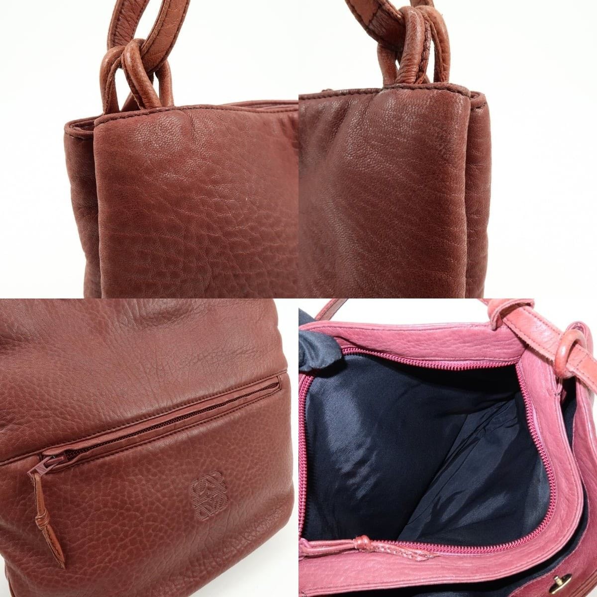 Loewe Loewe Anagram Leather Shoulder Bag Burgundy Size ONE SIZE - 6 Thumbnail