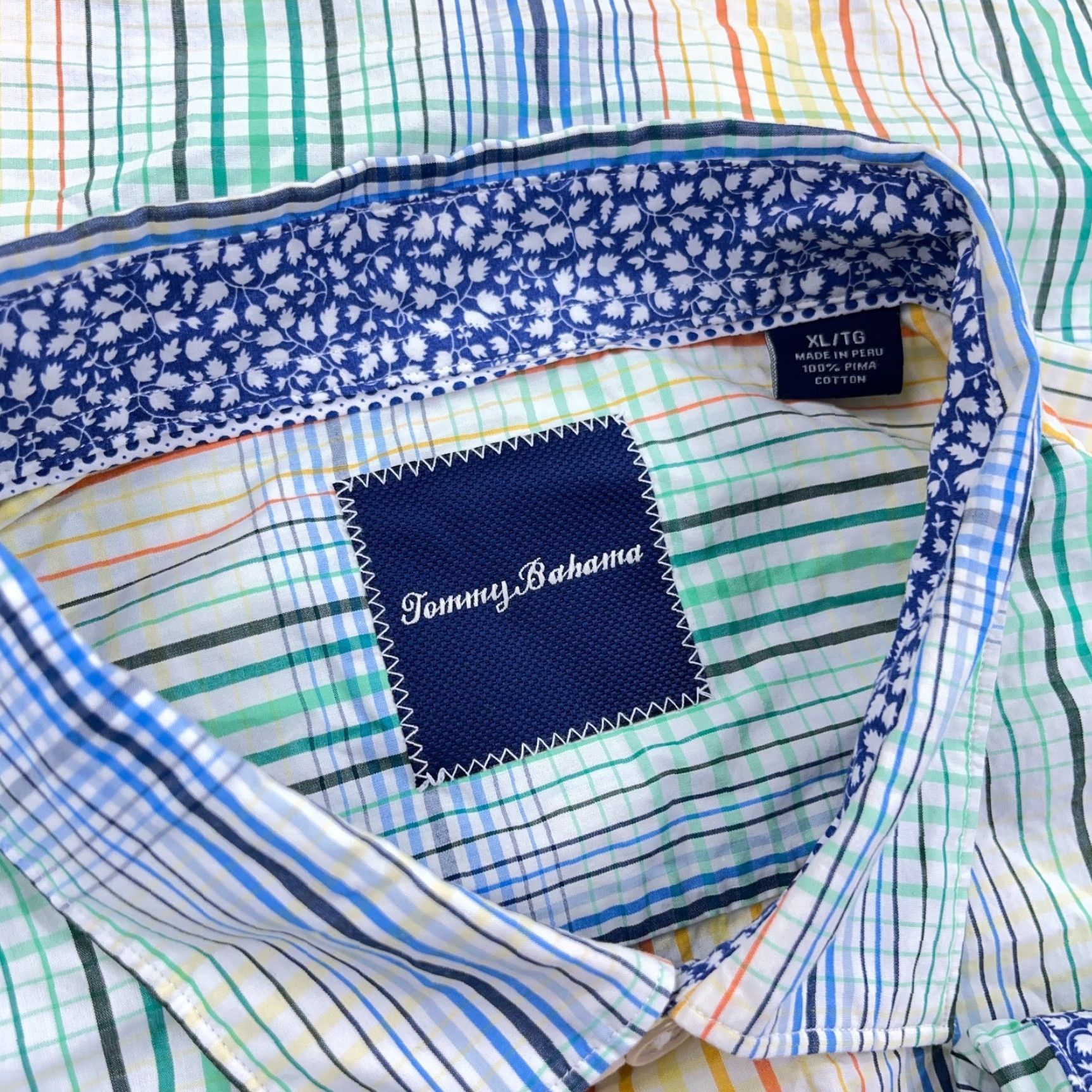 Tommy Bahama Tommy Bahama Shirt Men XL Multicolor Plaid Button-Up Dress Poplin Pima Casua l Size 46R - 3 Thumbnail