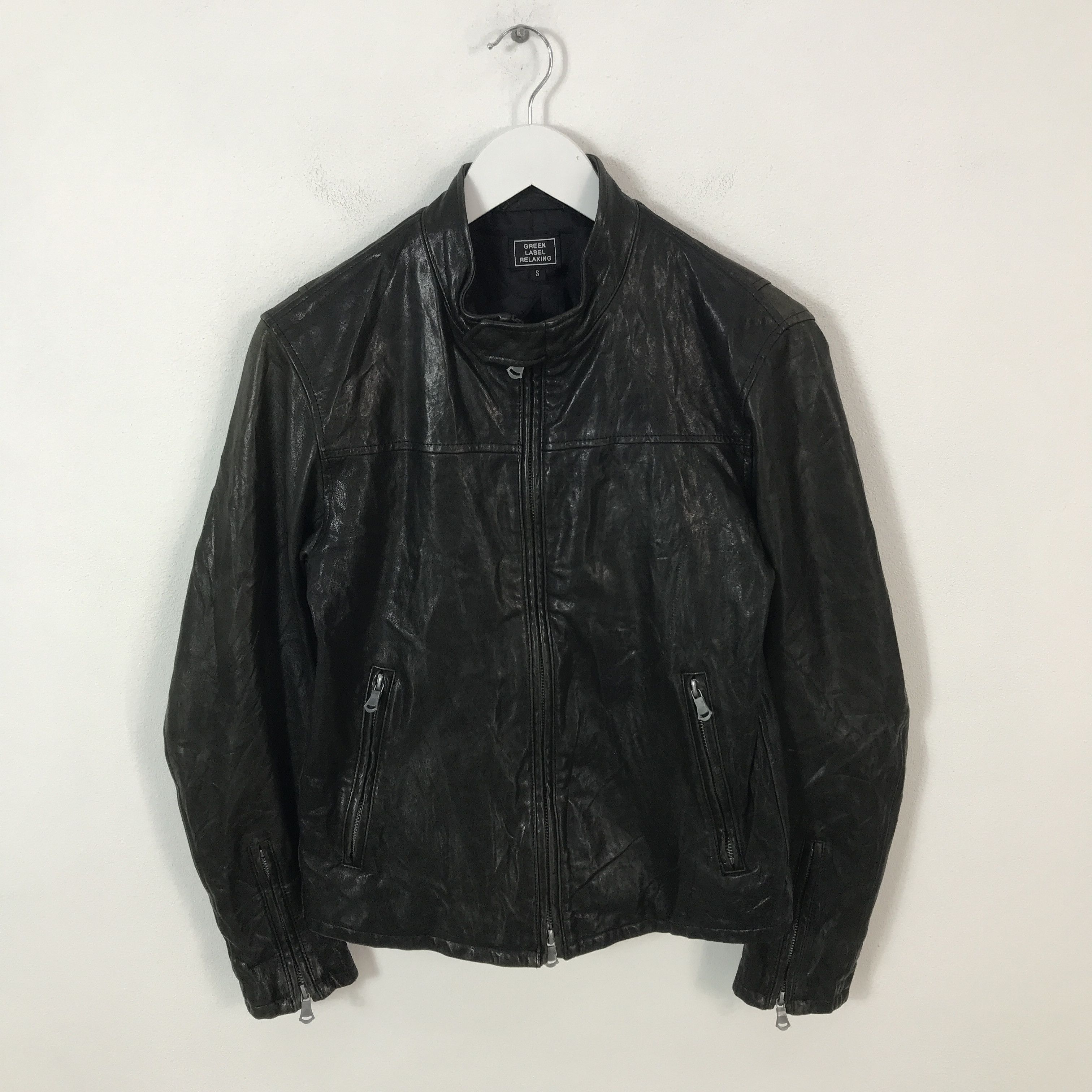 Japanese Brand Vtg green label Leather jacket biker style Size US S / EU 44-46 / 1 - 1 Thumbnail