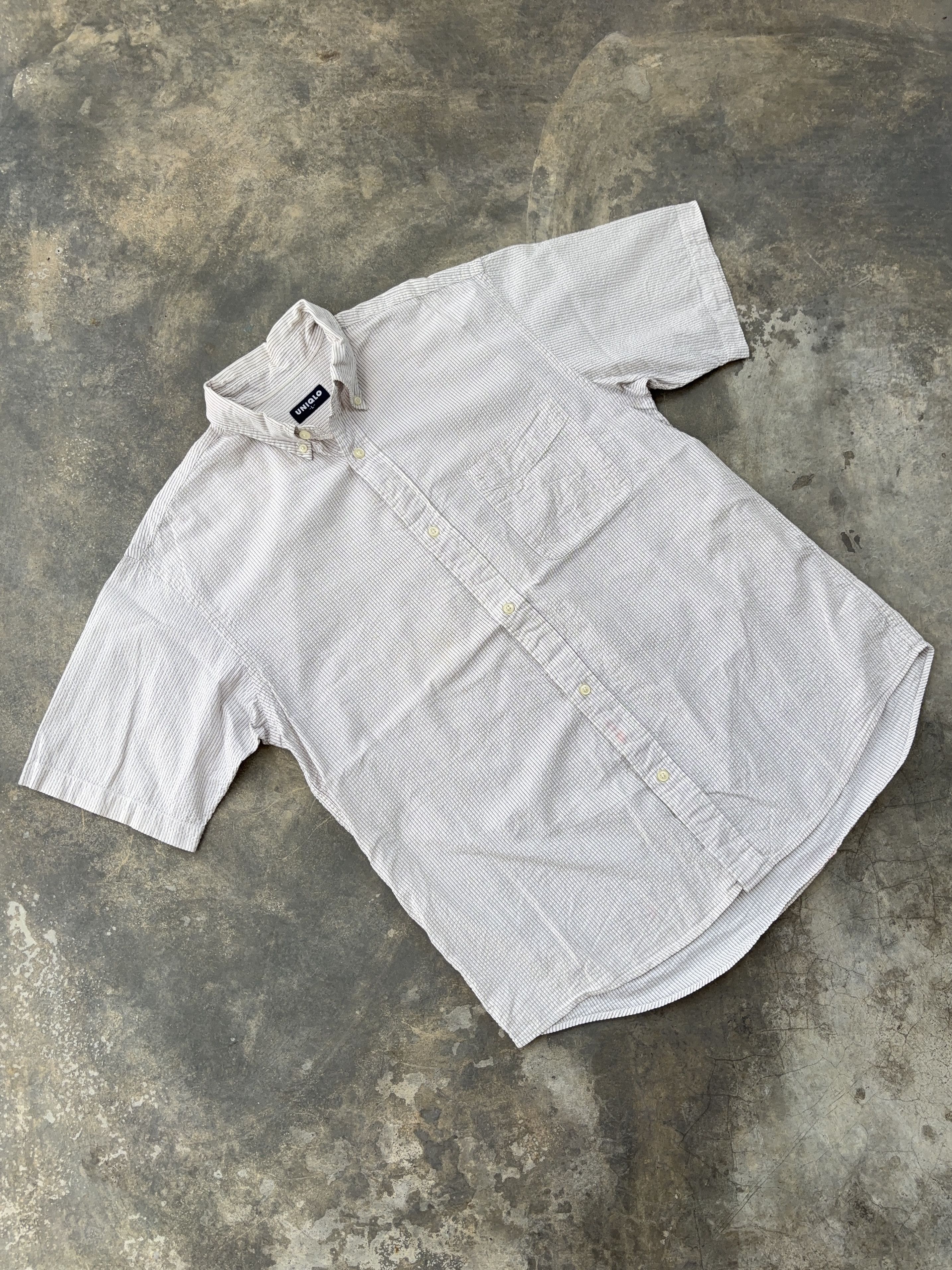 Uniqlo Uniqlo White Stripe Button Up Shirt Size US L / EU 52-54 / 3 - 5 Thumbnail