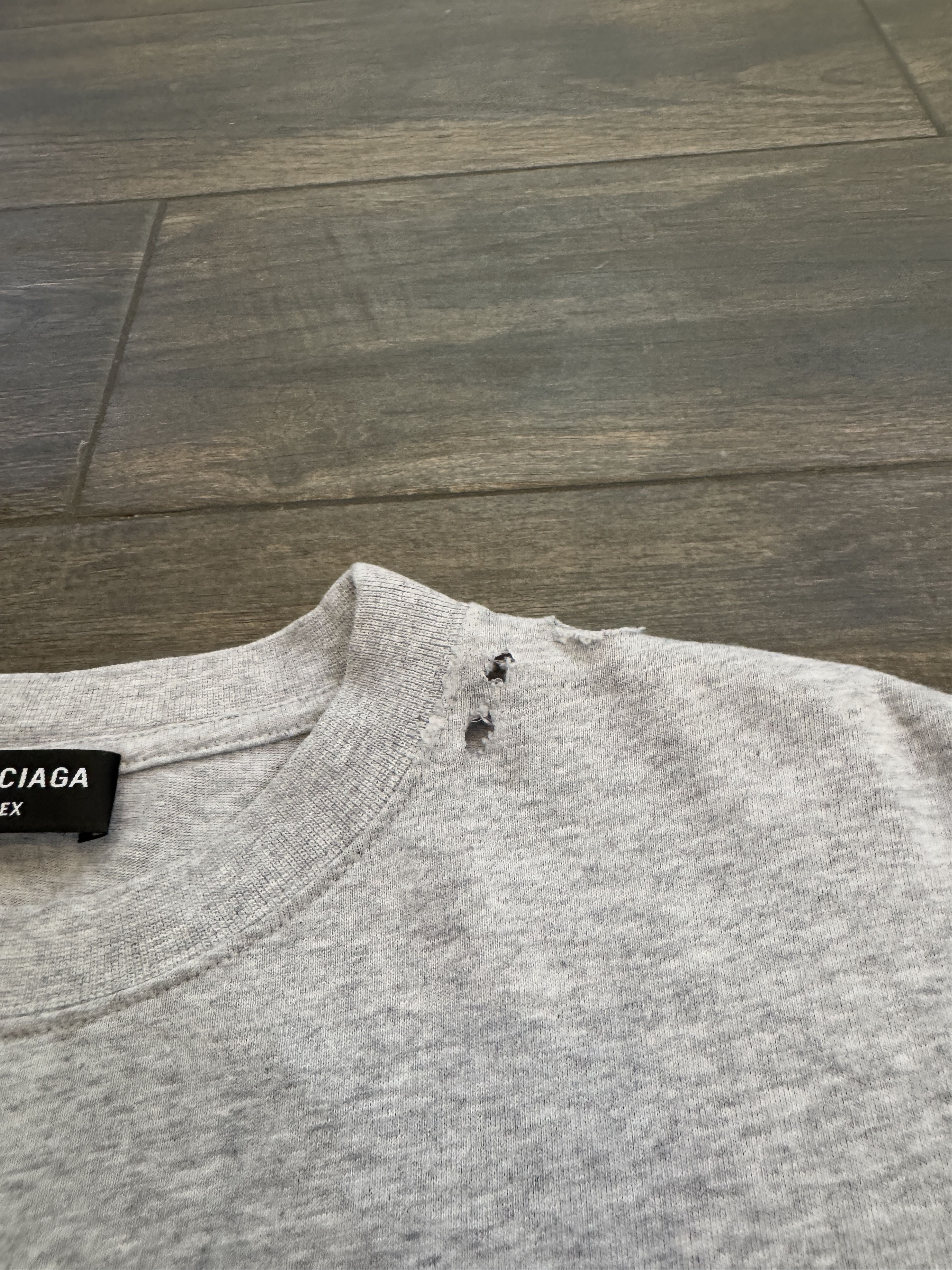 Balenciaga 90% Balenciaga 10% Myself Distressed Oversized Tee Grey Size US L / EU 52-54 / 3 - 7 Thumbnail