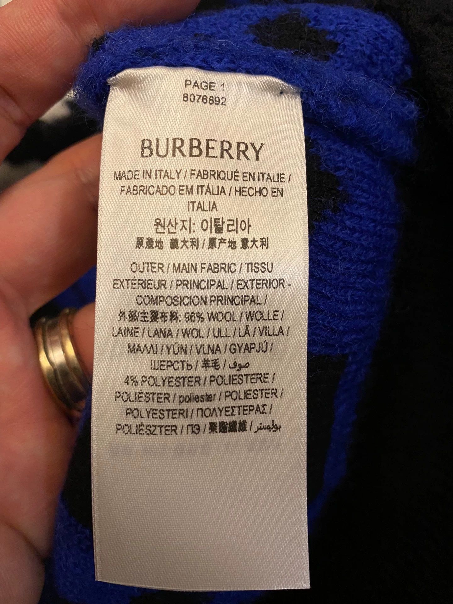 Burberry Burberry Men's 100% Wool Heavyweight Brushed Sweater Size US L / EU 52-54 / 3 - 6 Thumbnail