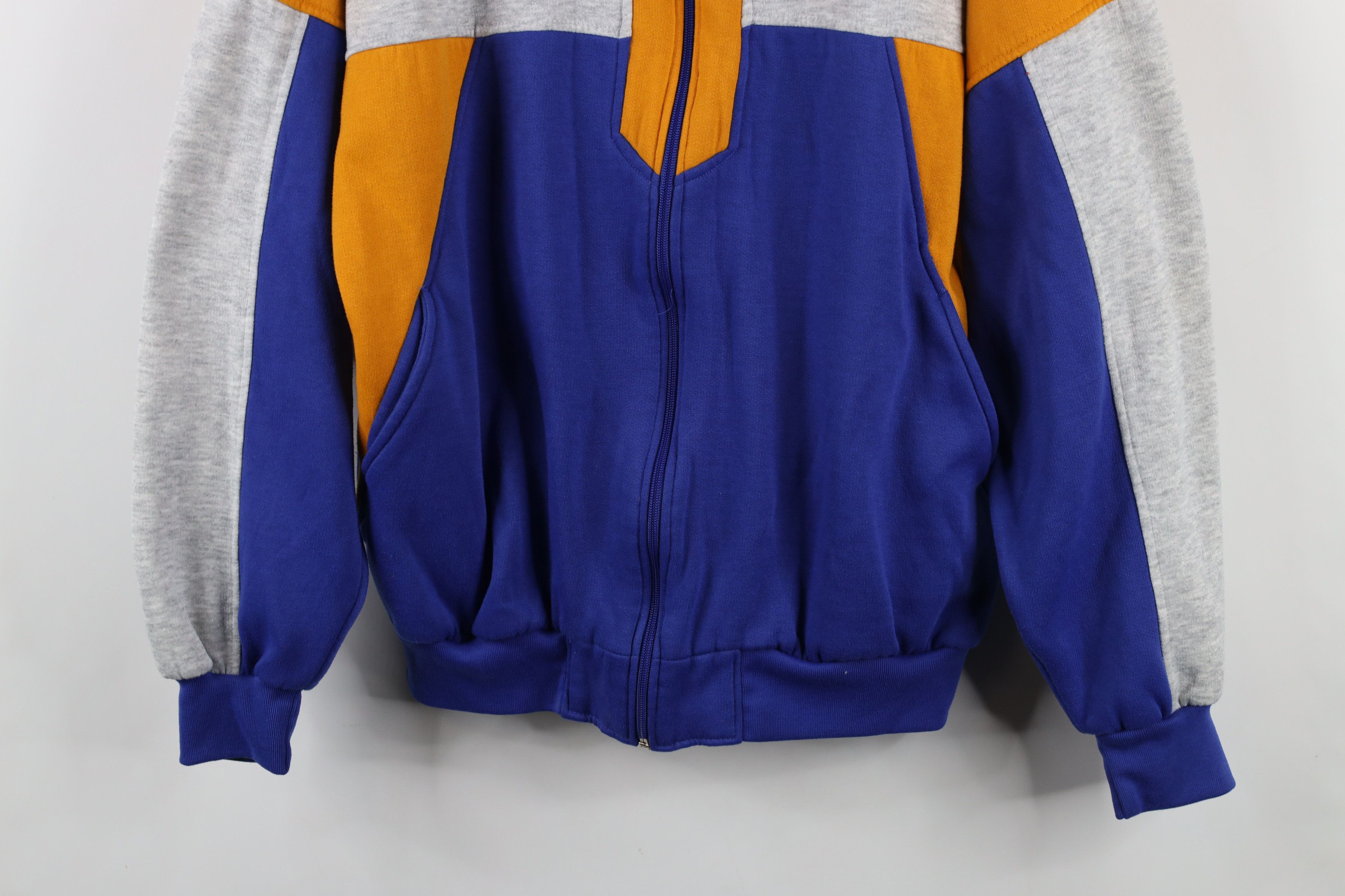 Vintage Vintage 90s Streetwear Faded Block Warm Up Track Jacket Size US L / EU 52-54 / 3 - 3 Thumbnail