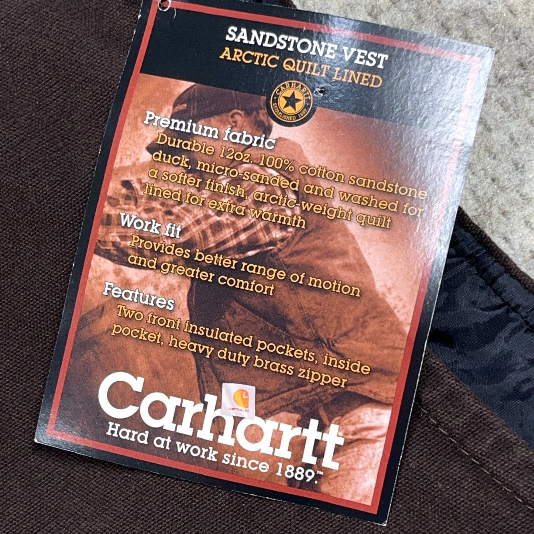 Carhartt VINTAGE Carhartt Vest Men L Brown Duck Canvas Quilt Lined VO2 DKB Full Zip Insulated Pockets Wool Pattern: Solid USA Theme: Hunting Mens Size US L / EU 52-54 / 3 - 7 Thumbnail