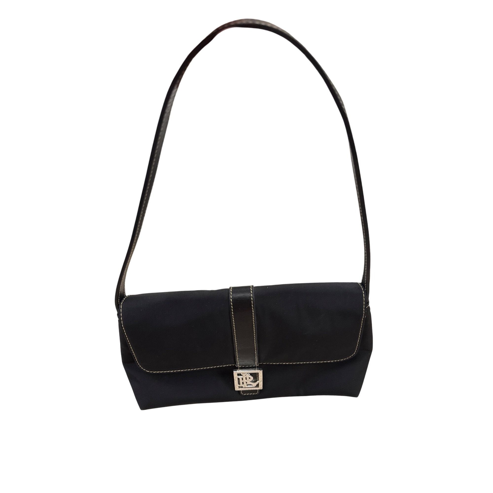 Lauren Ralph Lauren Lauren Ralph Lauren Womens Black Canvas Handbag Purse 7x11 S Size ONE SIZE - 11 Thumbnail