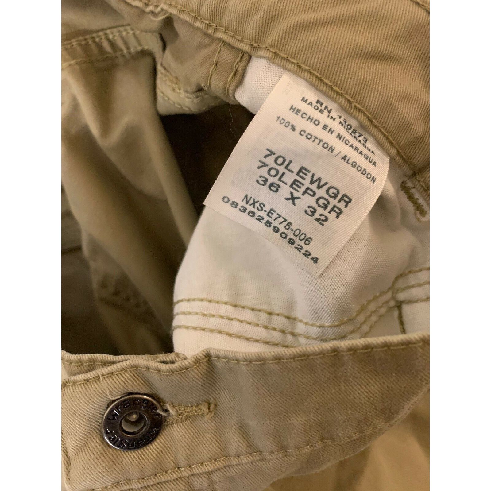 Wrangler Wrangler Cargo Men’s 36 x 32 Pants Pockets Straight Leg Khak Size US 36 / EU 52 - 2 Thumbnail