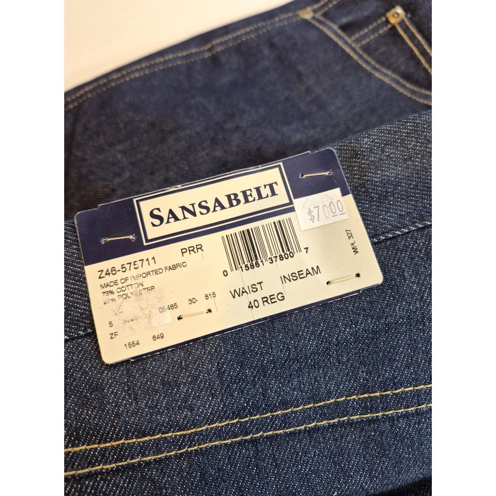 Vintage VTG Sansabelt Jeans Mens 40x37 Blue High Rise Straight Leg Denim Pants with 5-Pocket Design Jeans Size US 40 / EU 56 - 4 Thumbnail