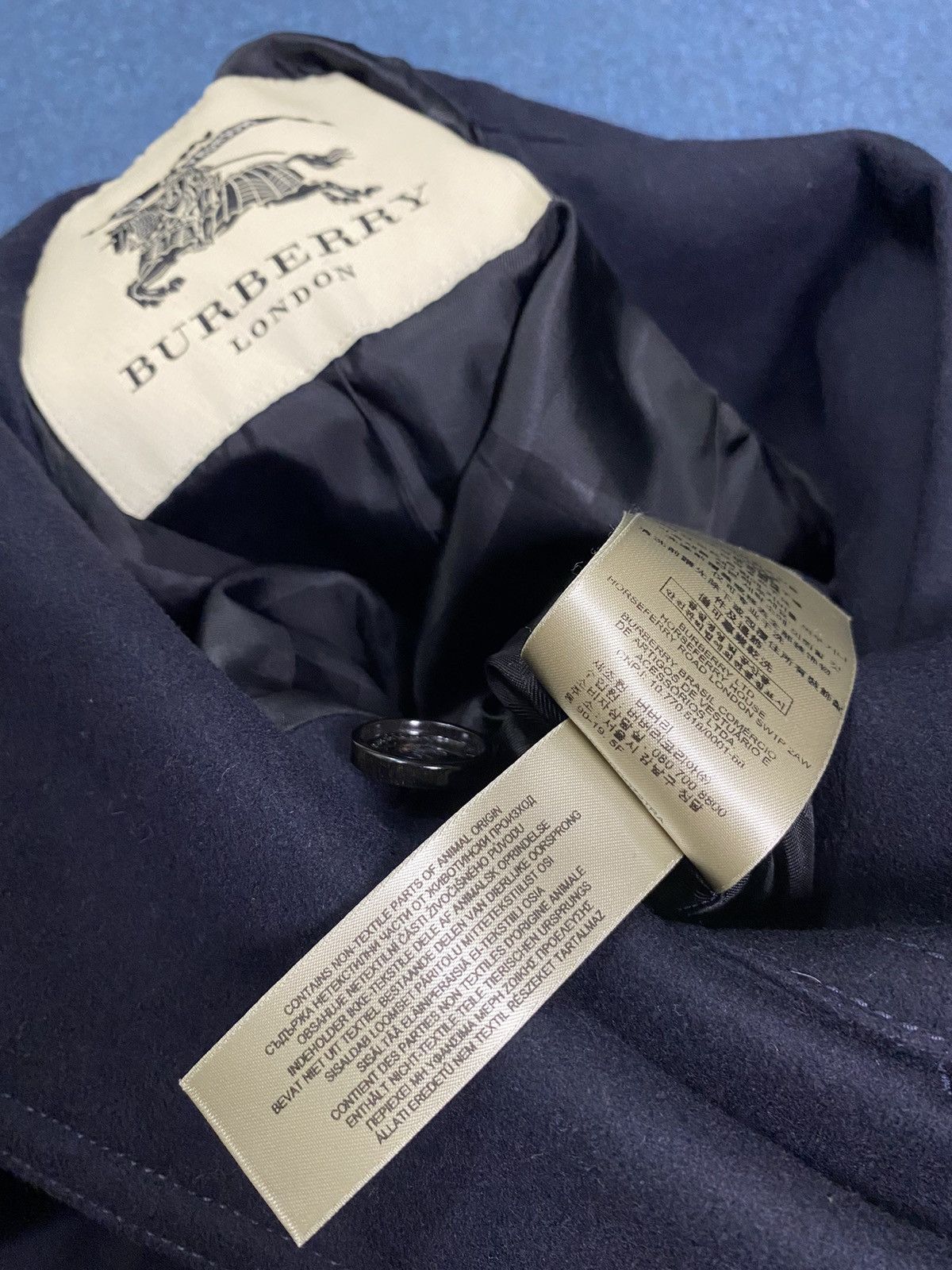 Burberry Burberry Navy Blue and Gold Wool Double Breasted Trench Coat Size XS / US 0-2 / IT 36-38 - 10 Thumbnail