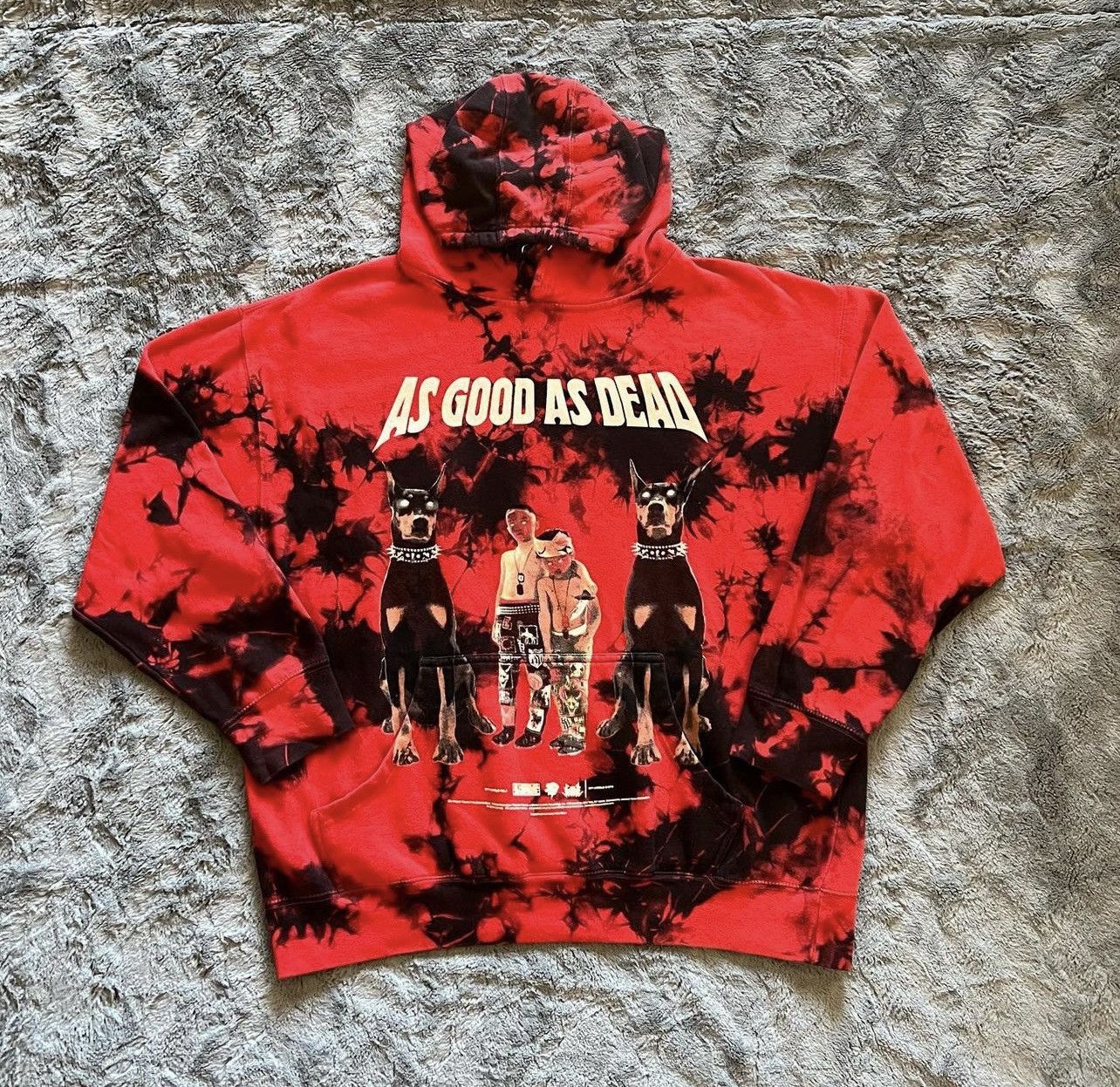 image of City Morgue As Good As Dead Tie Dye Hoodie in Red, Men's (Size XL)