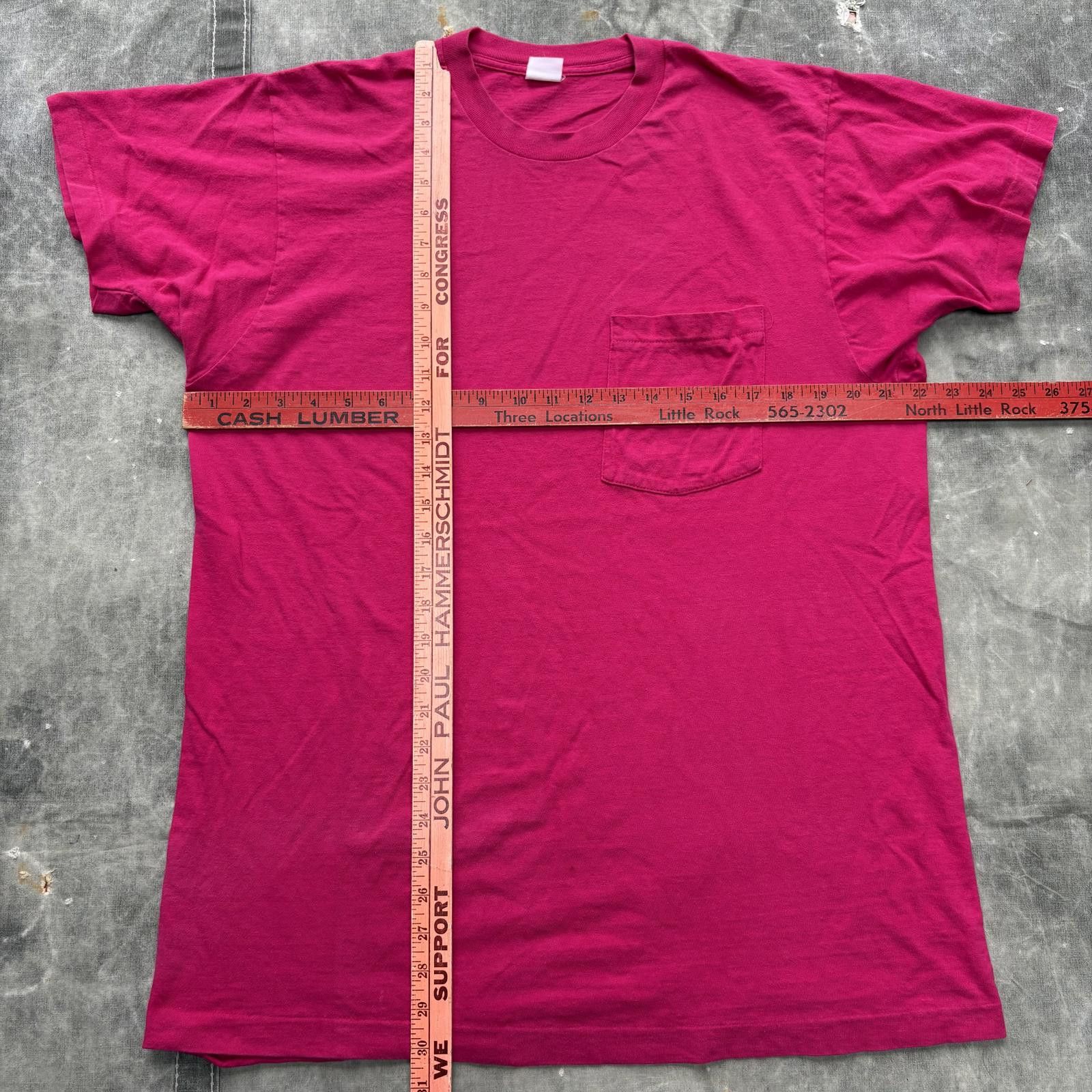 Fruit Of The Loom Vintage 90s Blank Pink Selvedge Pocket Grunge Skater Shirt Size US XL / EU 56 / 4 - 4 Thumbnail