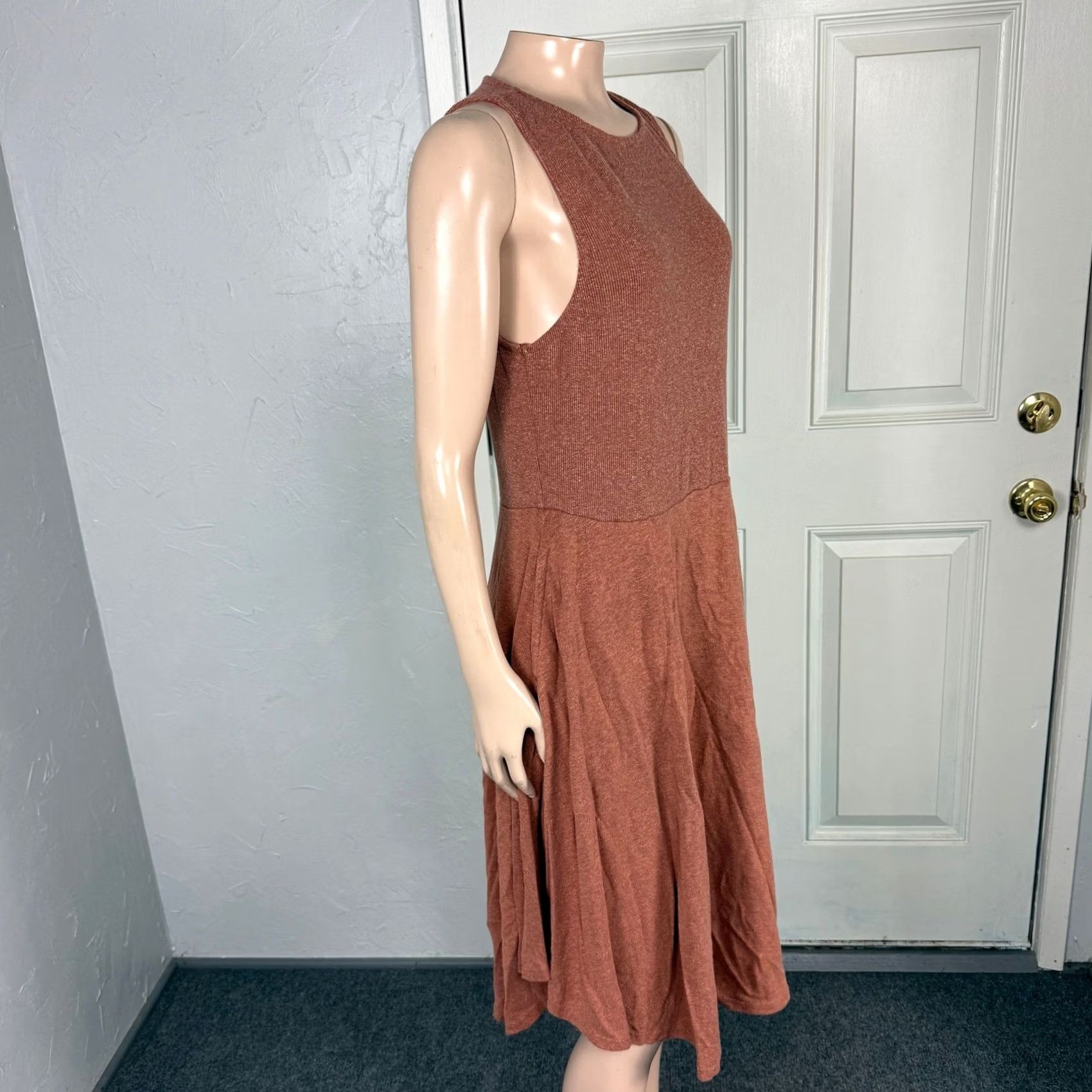 Prana prAna Dress L Casual Sleeveless Hemp A-Line Midi Crew Neck Brown Womens Size L / US 10 / IT 46 - 6 Thumbnail