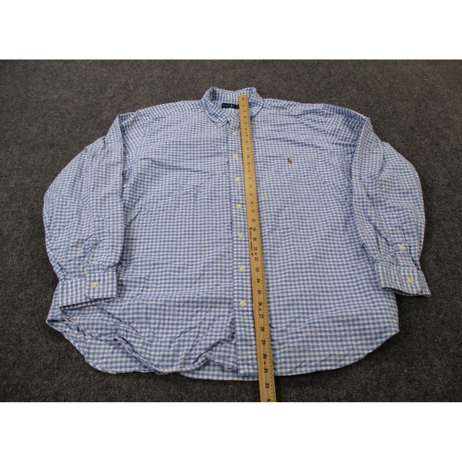 Ralph Lauren Ralph Lauren Shirt Mens Big 2X Blue 2XB Plaid Classic Dress Business Pony Logo Preppy Size 48R - 4 Thumbnail