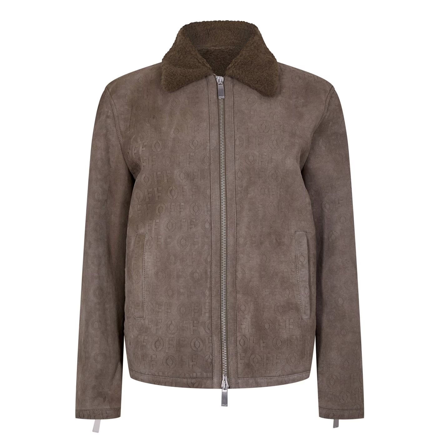 Off-White o1g2r1mq0326 Blouson Sheepskin Shearling Jacket in Brown Size US L / EU 52-54 / 3 - 1 Thumbnail