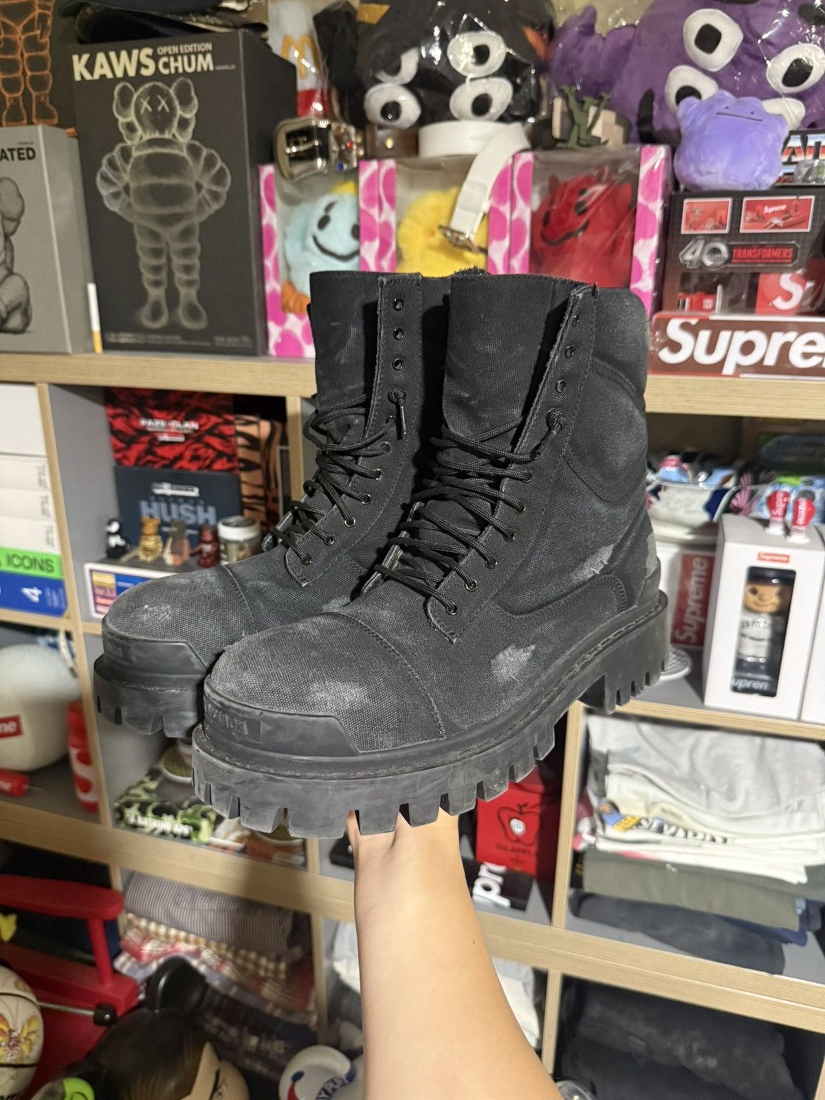 Balenciaga Balenciaga Black Distressed Strike Boot Size US 11 / EU 44 - 1 Thumbnail