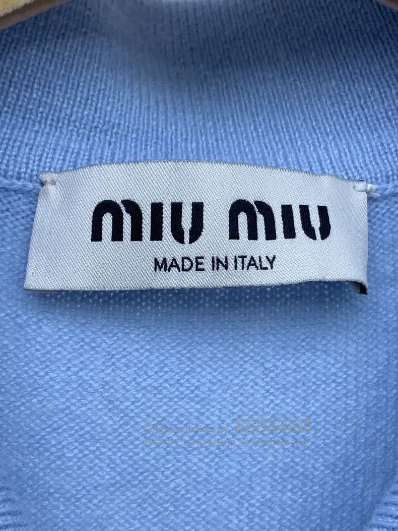 Miu Miu Miu Miu 36 Blue Polo neck knit cardigan Size S / US 4 / IT 40 - 6 Thumbnail