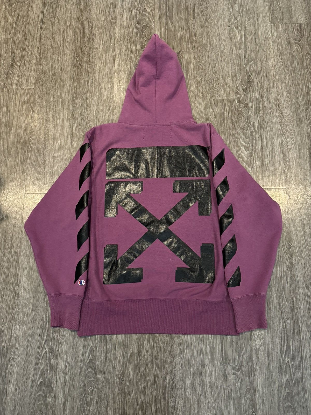 Champion × Off-White Off White Champion Purple Hoodie Size Medium Size US M / EU 48-50 / 2 - 2 Thumbnail