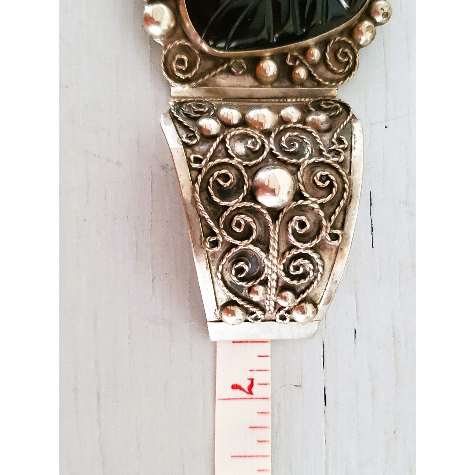 Other Vintage Large Silver Panel Onyx Mexico Panel Bracelet Size ONE SIZE - 10 Thumbnail