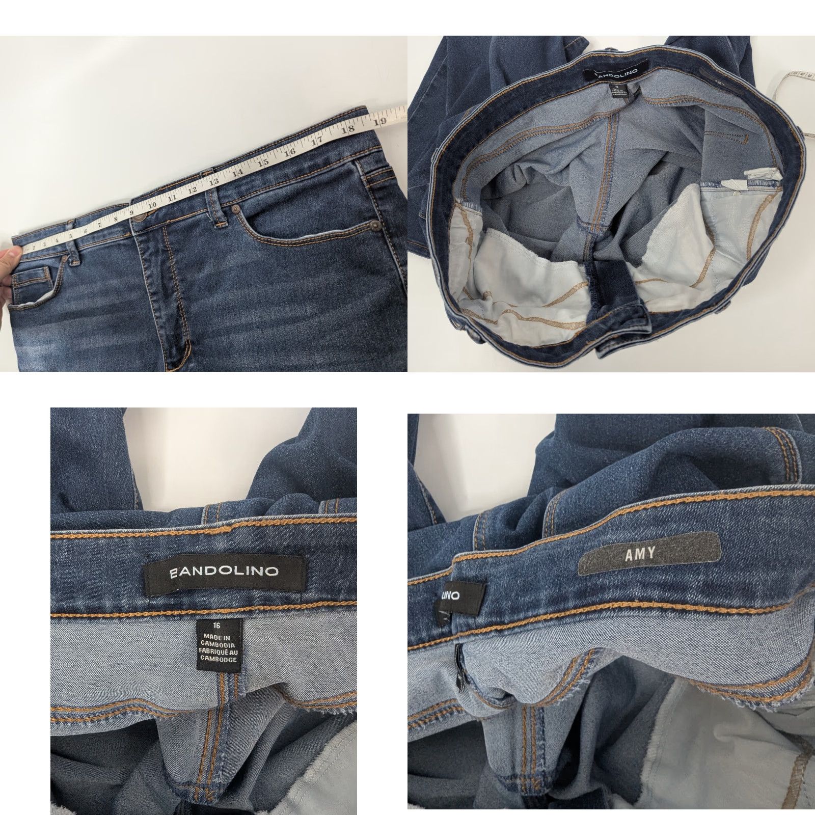 Vintage Bandolino Jeans Size 16 Womens Amy High Rise Medium Wash Blue Denim Stretch Size 38" / US 16 / IT 52 - 8 Thumbnail