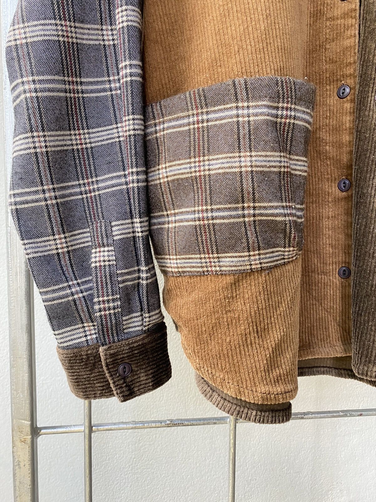 Designer × Japanese Brand Nanea Patchwork Corduroy Plaid Shirt COMFORTABLE Size M / US 6-8 / IT 42-44 - 10 Thumbnail