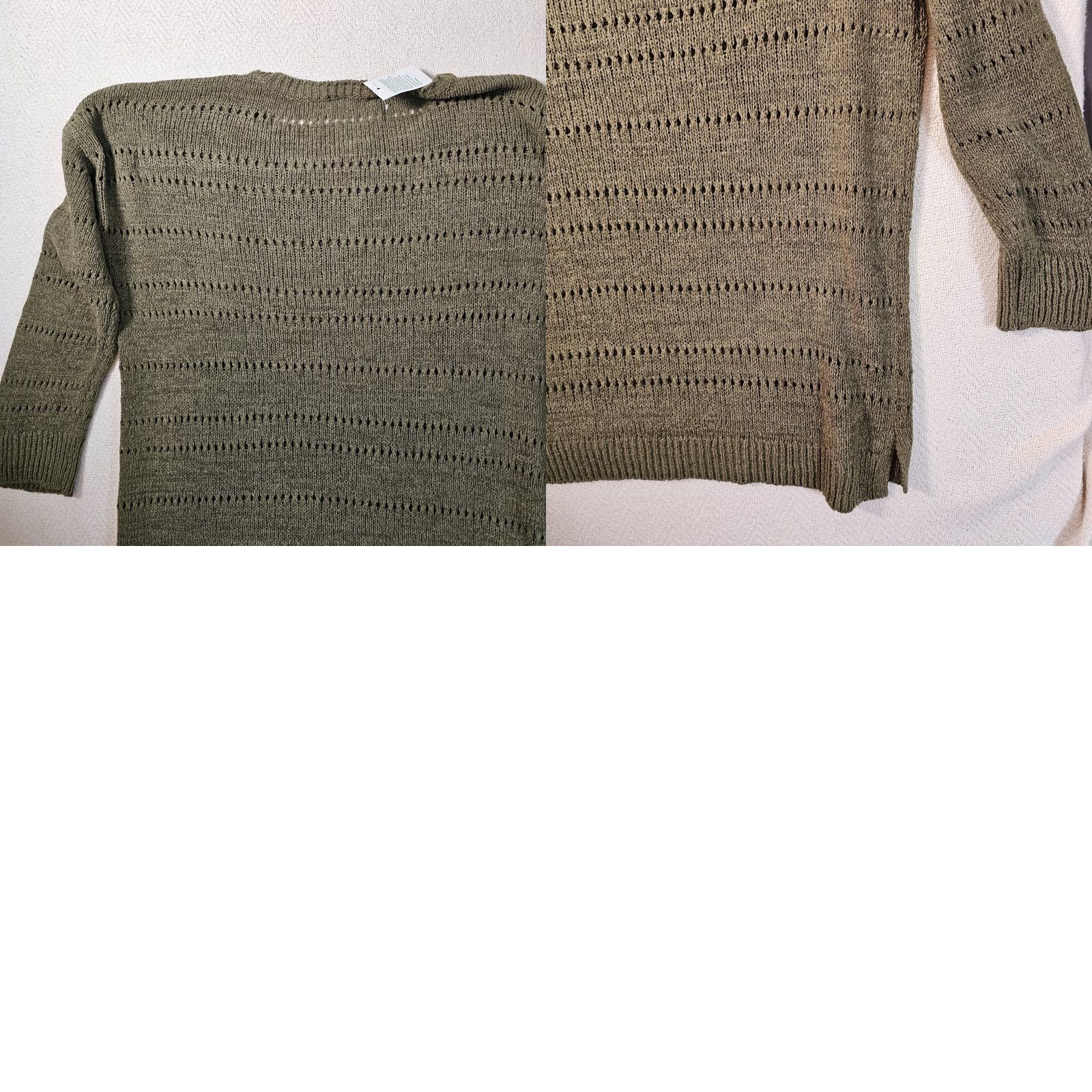 Vintage Cable & Gauge Sweater Women L Green Open-Knit Crew Neck Pullover, Acrylic Nylon, Crochet Accents, Boho Beach Style - Womens Size L / US 10 / IT 46 - 8 Thumbnail