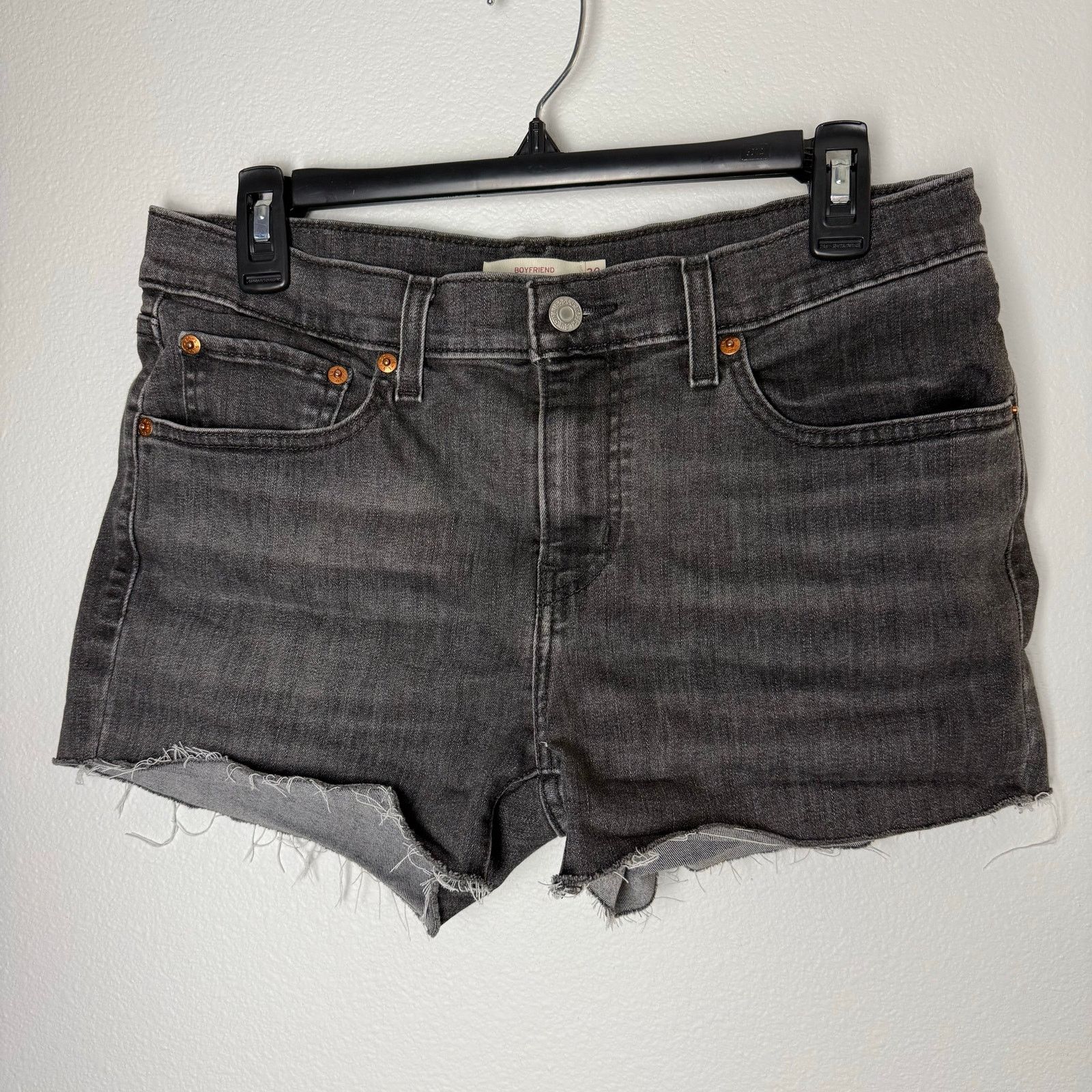 Levi's Levis Cut off Shorts, Black Denim, Sz 30 Size 30" / US 8 / IT 44 - 2 Thumbnail
