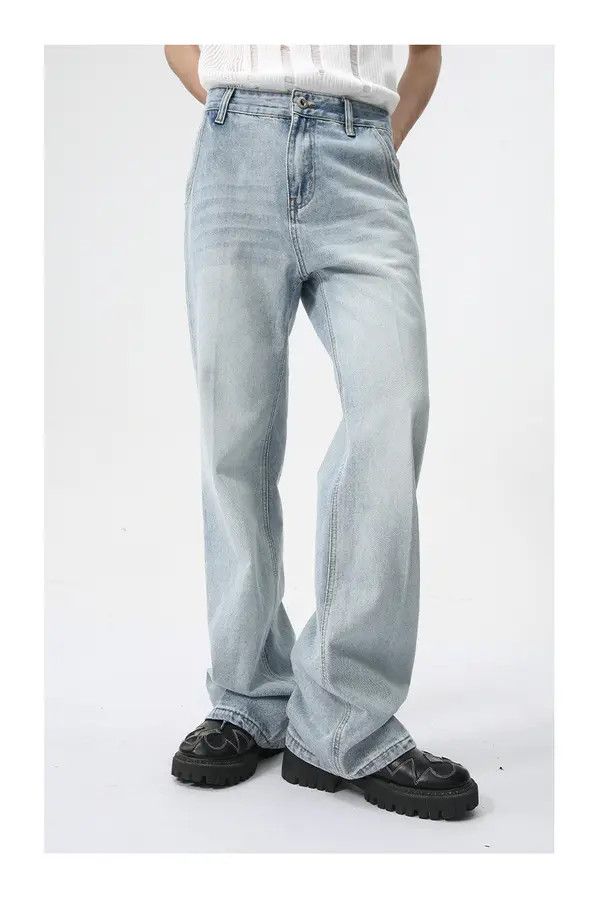 Japanese Brand Honjoh x Kida Simple casual light blue washed bootcut jeans Size US 33 - 3 Thumbnail