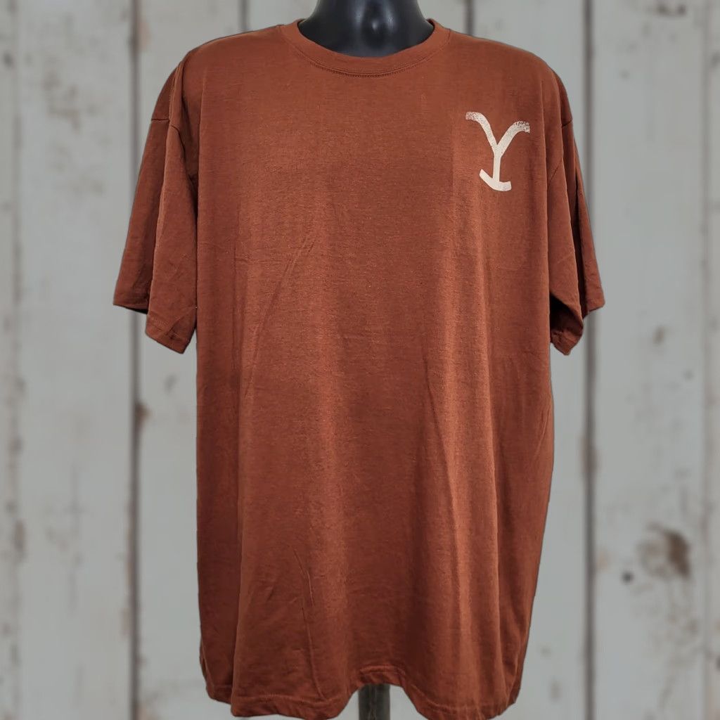 Vintage NWT Yellowstone Unisex T-Shirt Crew Neck Men's 2XLarge Rip Wheeler Montana Rust Orange Graphic Print Size US XXL / EU 58 / 5 - 1 Thumbnail