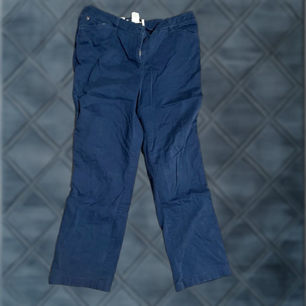 Jones New York Vintage Jones New York Women's Chino Pants 10P Stretch Navy Blue Petite Office Casual Size ONE SIZE - 1 Thumbnail