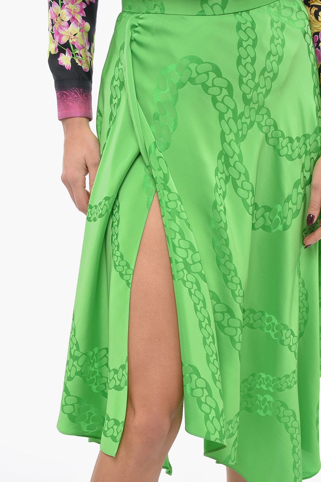 Stella McCartney og1mm0824 Silk Blend Midi Skirt in Green Size 27" / US 4 / IT 40 - 3 Thumbnail