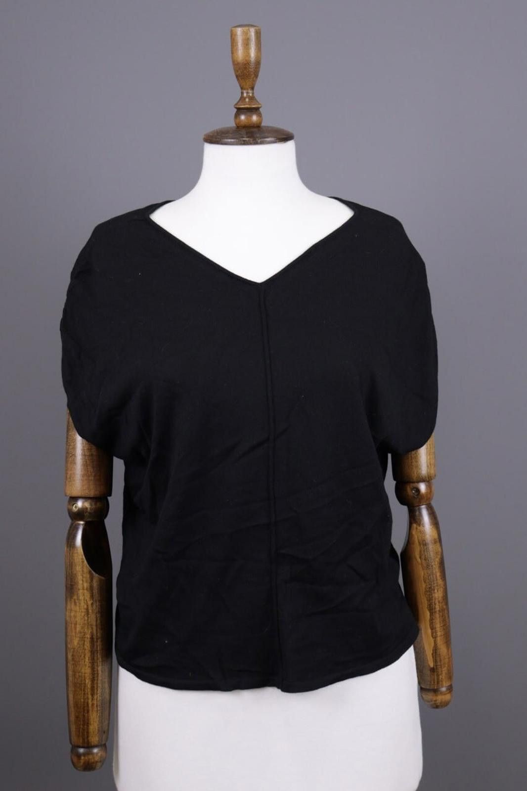 Wolford Wolford Black Short Sleeve V-Neck Knit Top Shirt Size L Size L / US 10 / IT 46 - 1 Thumbnail