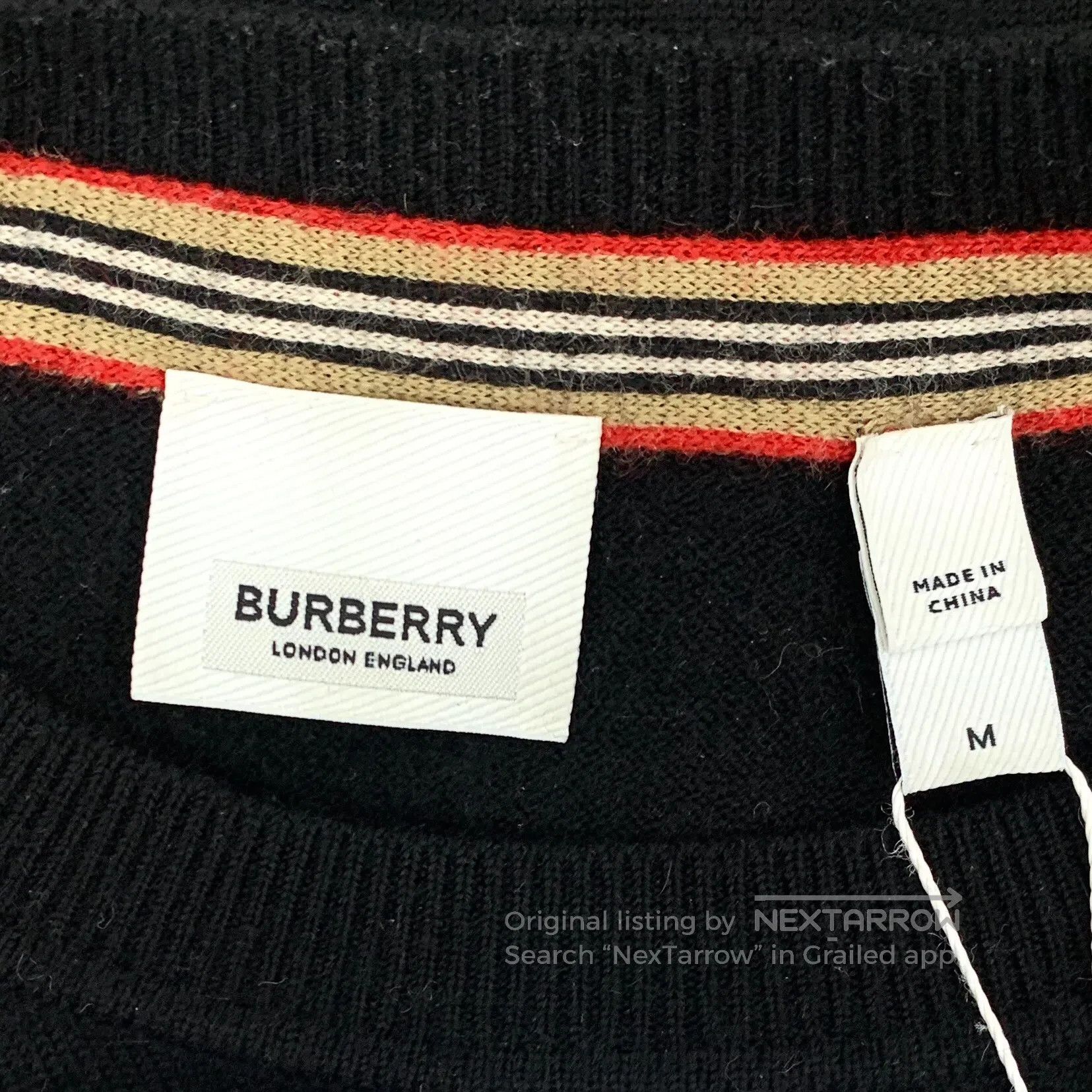 Burberry Burberry Black Striped Wool Round Neck Long Sleeve Knit| Size US M / EU 48-50 / 2 - 5 Thumbnail