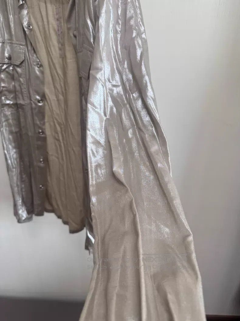 Other Rick Owens 22SS metallic silver blouse with buttoned cuff| Size XS / US 0-2 / IT 36-38 - 4 Thumbnail