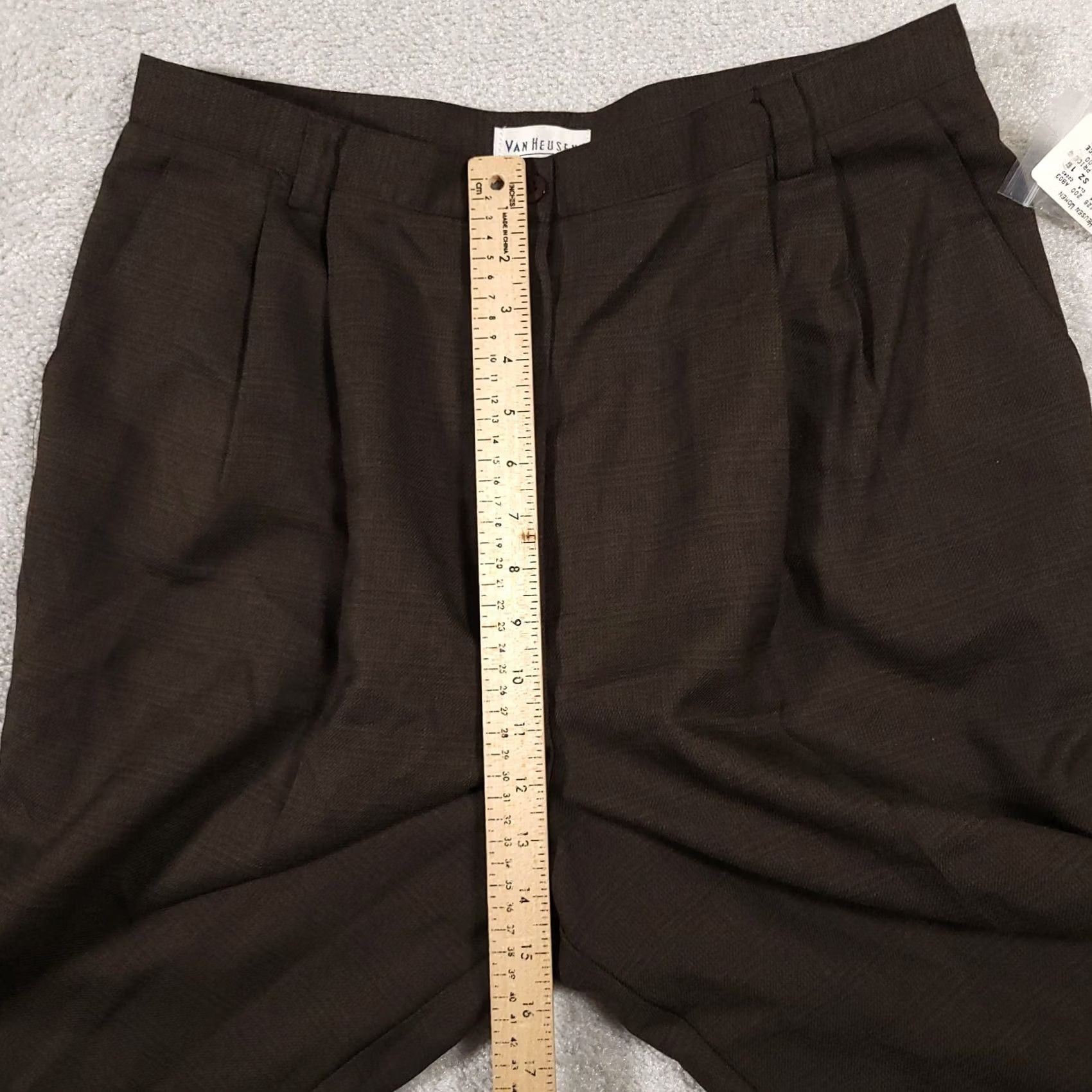 Van Heusen VINTAGE Van Heusen Dress Pants Women's 16 Brown Knit Pockets Pleated Straight USA Size 38" / US 16 / IT 52 - 7 Thumbnail