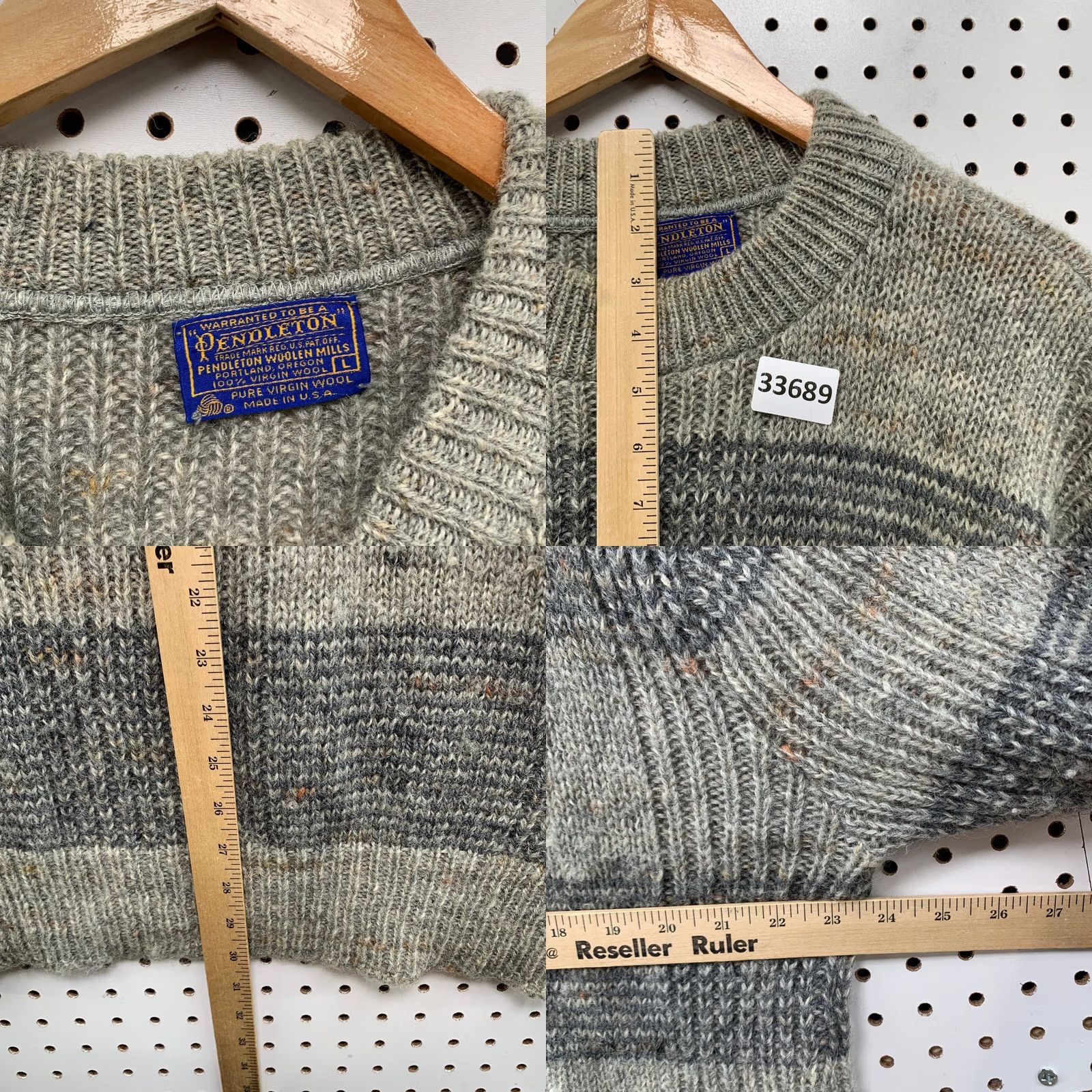 Pendleton VINTAGE Pendleton Sweater Mens L Gray Knit Wool Striped USA Logo Pullover Size US L / EU 52-54 / 3 - 9 Thumbnail