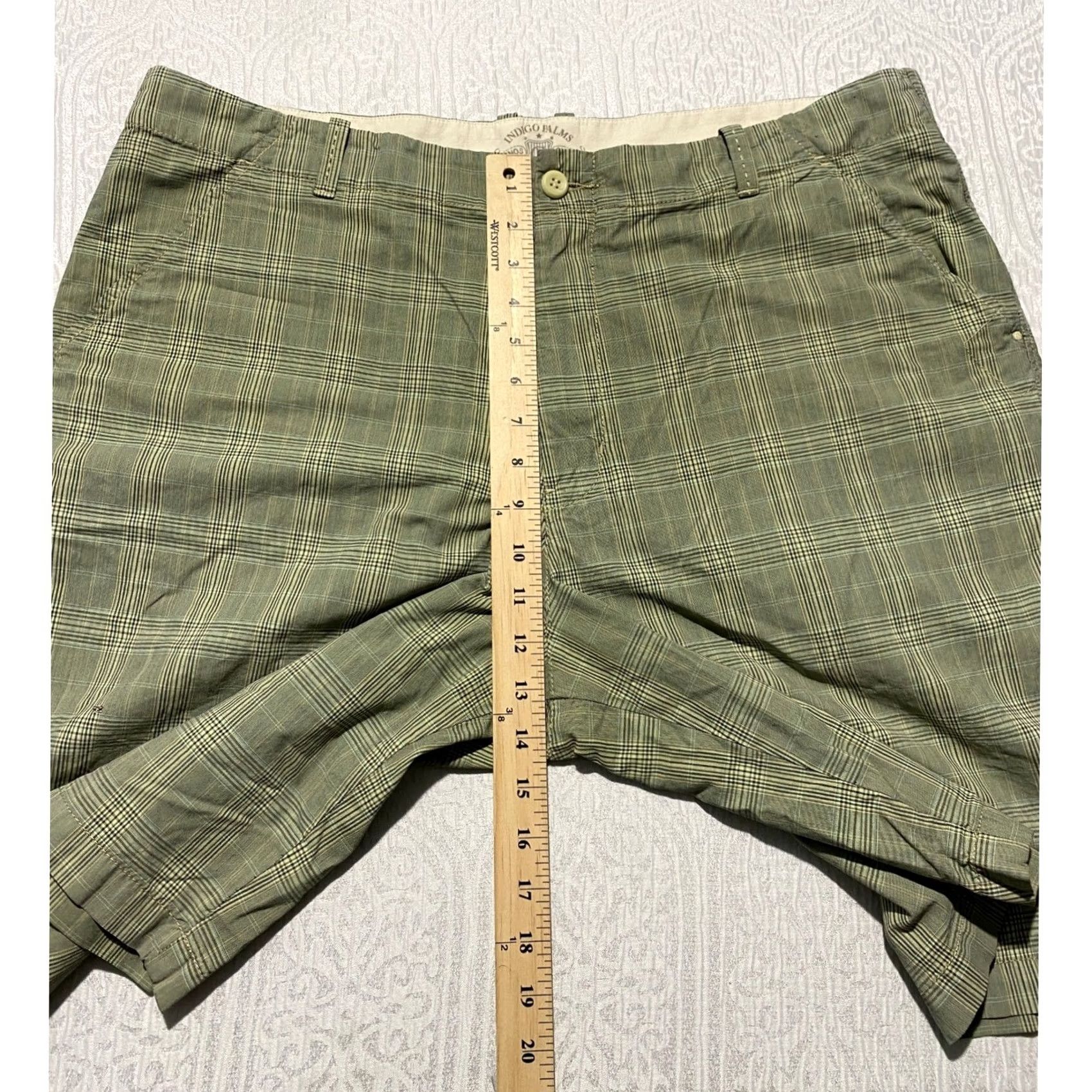 Tommy Bahama Indigo Palms Mens Chino Shorts Plaid Cotton Flat Front Green 40 Size US 40 / EU 56 - 6 Thumbnail