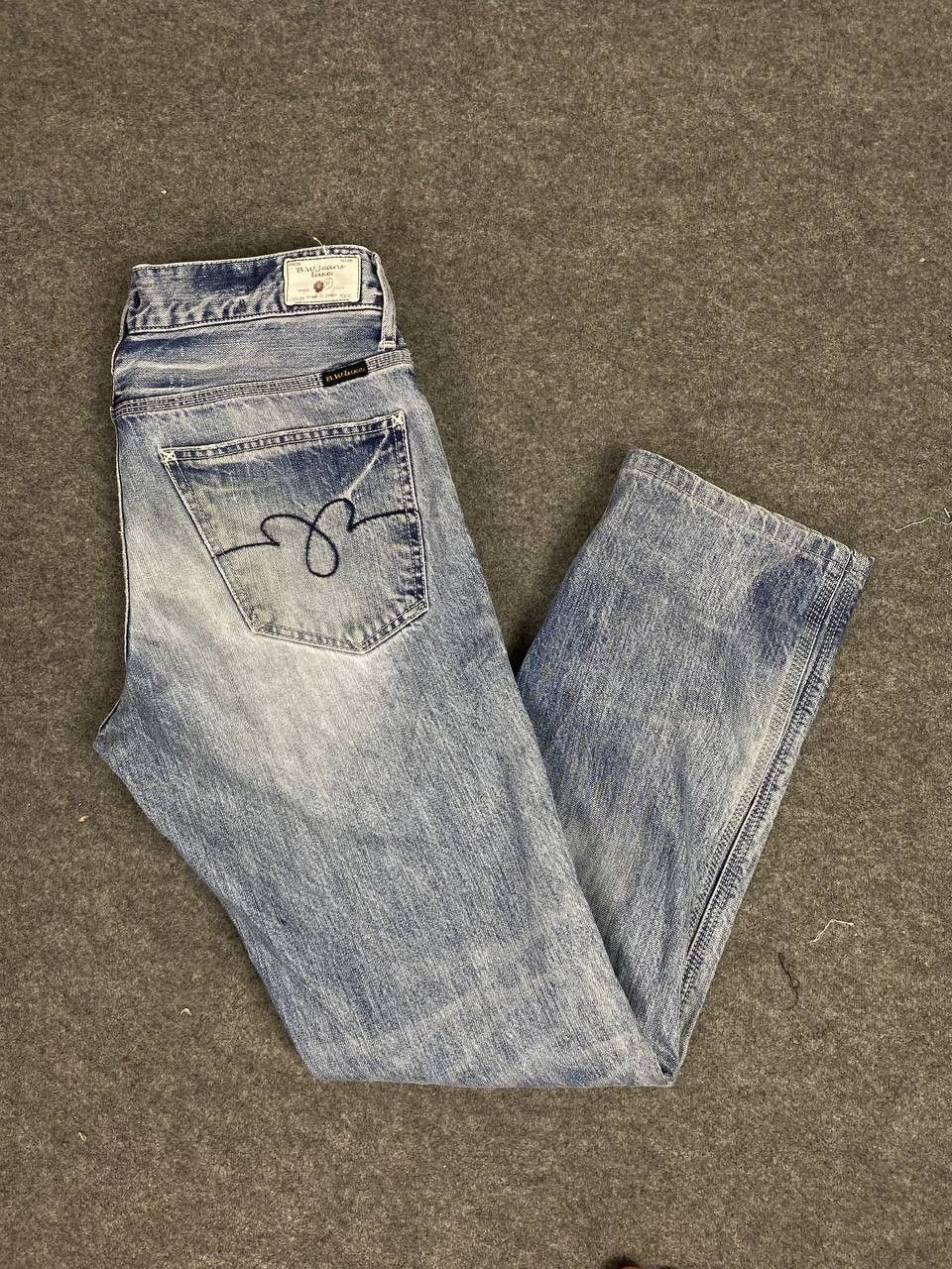 Japanese Brand blue way triple stitch nice faded distressed denim Size US 34 / EU 50 - 1 Thumbnail