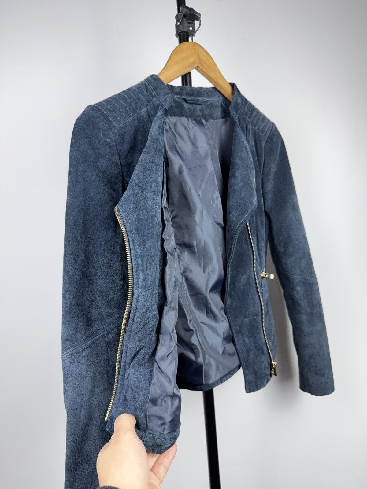 Japanese Brand Vintage 00s Y2K Avant Garde Biker Moto Suede Biker Jacket Size XS / US 0-2 / IT 36-38 - 7 Thumbnail