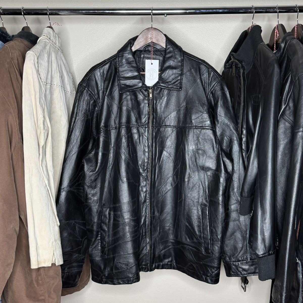 Vintage distressed faded thrashed 90s patchwork scab leather jacket Size US XL / EU 56 / 4 - 3 Thumbnail