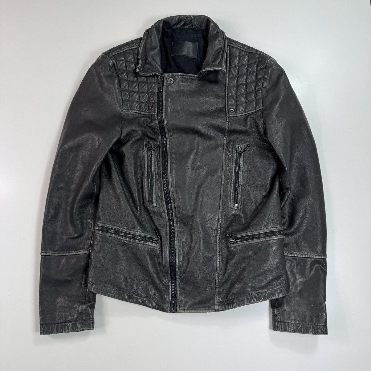 Allsaints × Yves Saint Laurent All Saints Lamb Leather Cargo Biker Jacket Avant Garde Japan Size US XS / EU 42 / 0 - 1 Thumbnail