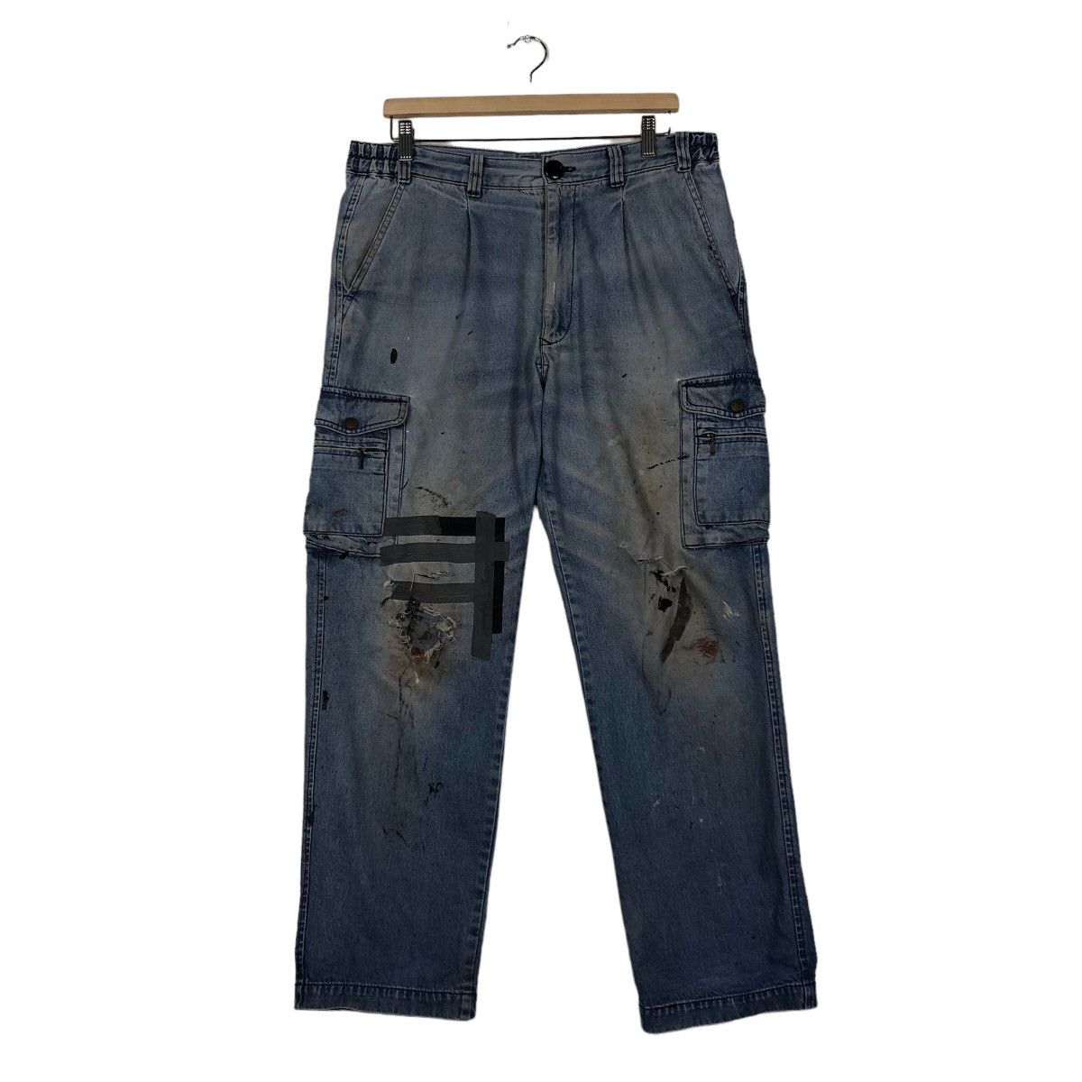 Japanese Brand 🔥Vintage Bush Cargo Jeans Biker Painter Workers Usa Size US 36 / EU 52 - 1 Thumbnail