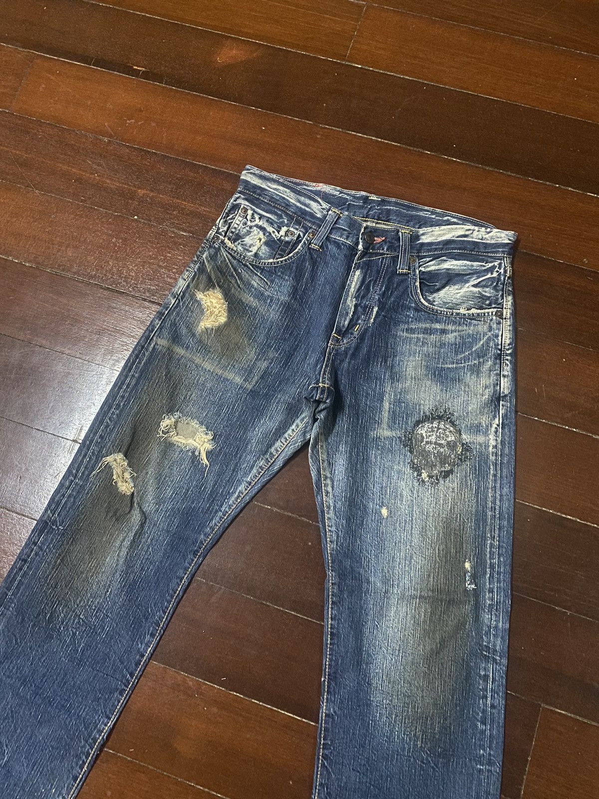 Edwin Rare Vintage Edwin 504 Clawmark Distressed Faded rusty Size US 34 / EU 50 - 6 Thumbnail