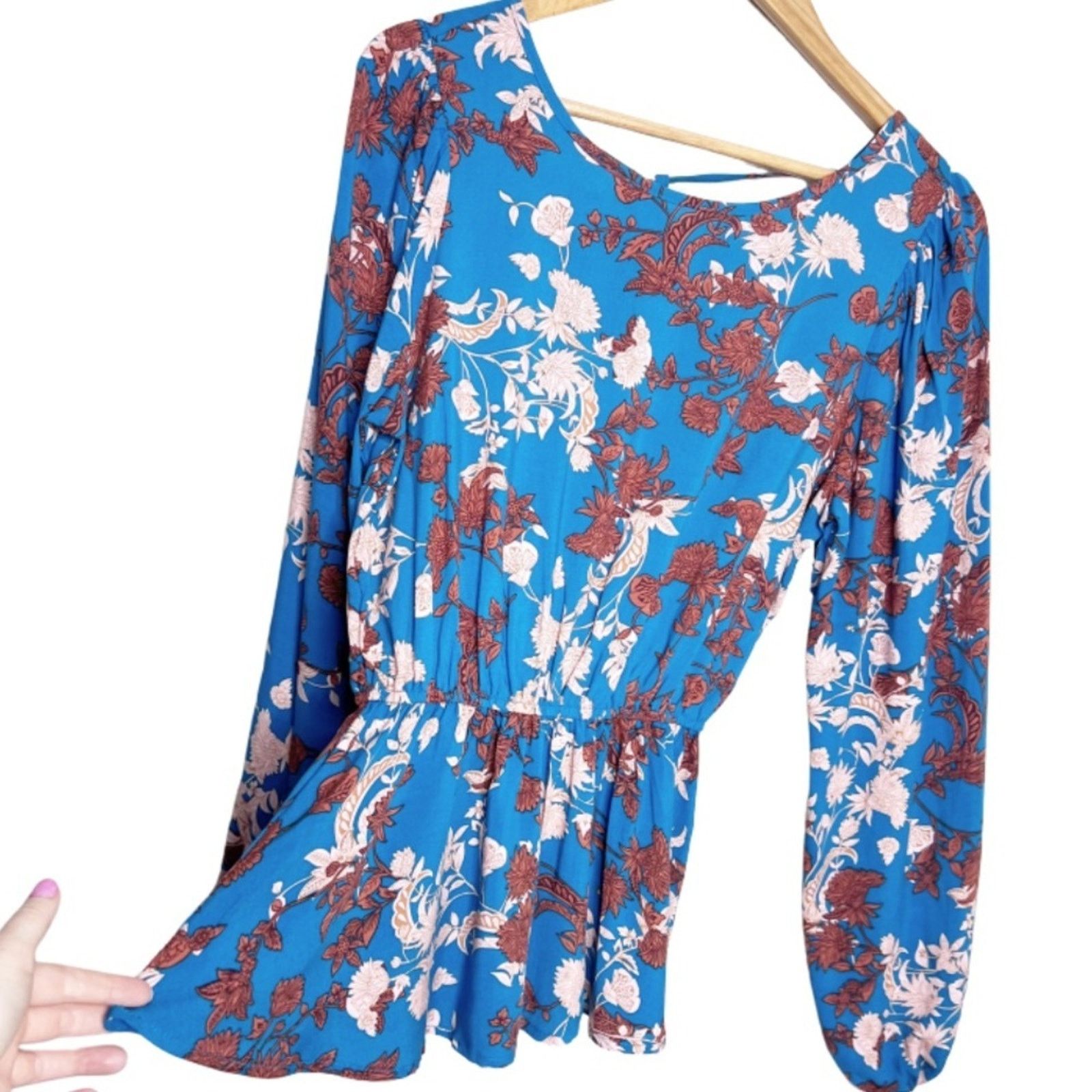 Other New with Tag Womens Andree by Unit Blue Floral Ruffle Blouse Size S / US 4 / IT 40 - 3 Thumbnail
