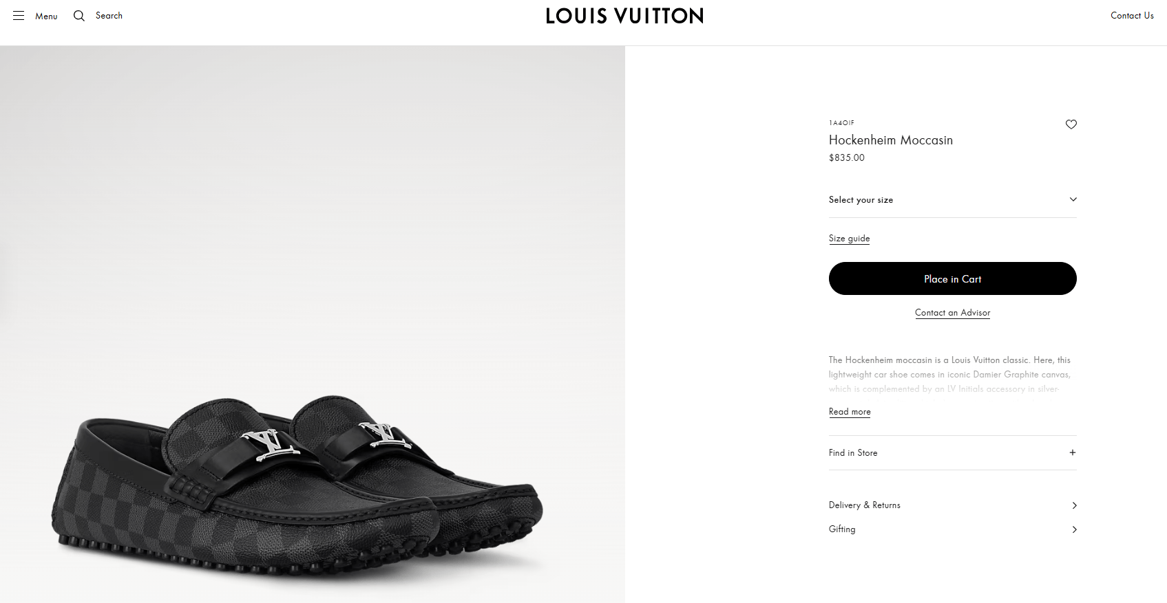 Louis Vuitton RRP$835 Hockenheim Moccasin Graphite Damier Size US 8.5 / EU 41-42 - 2 Thumbnail