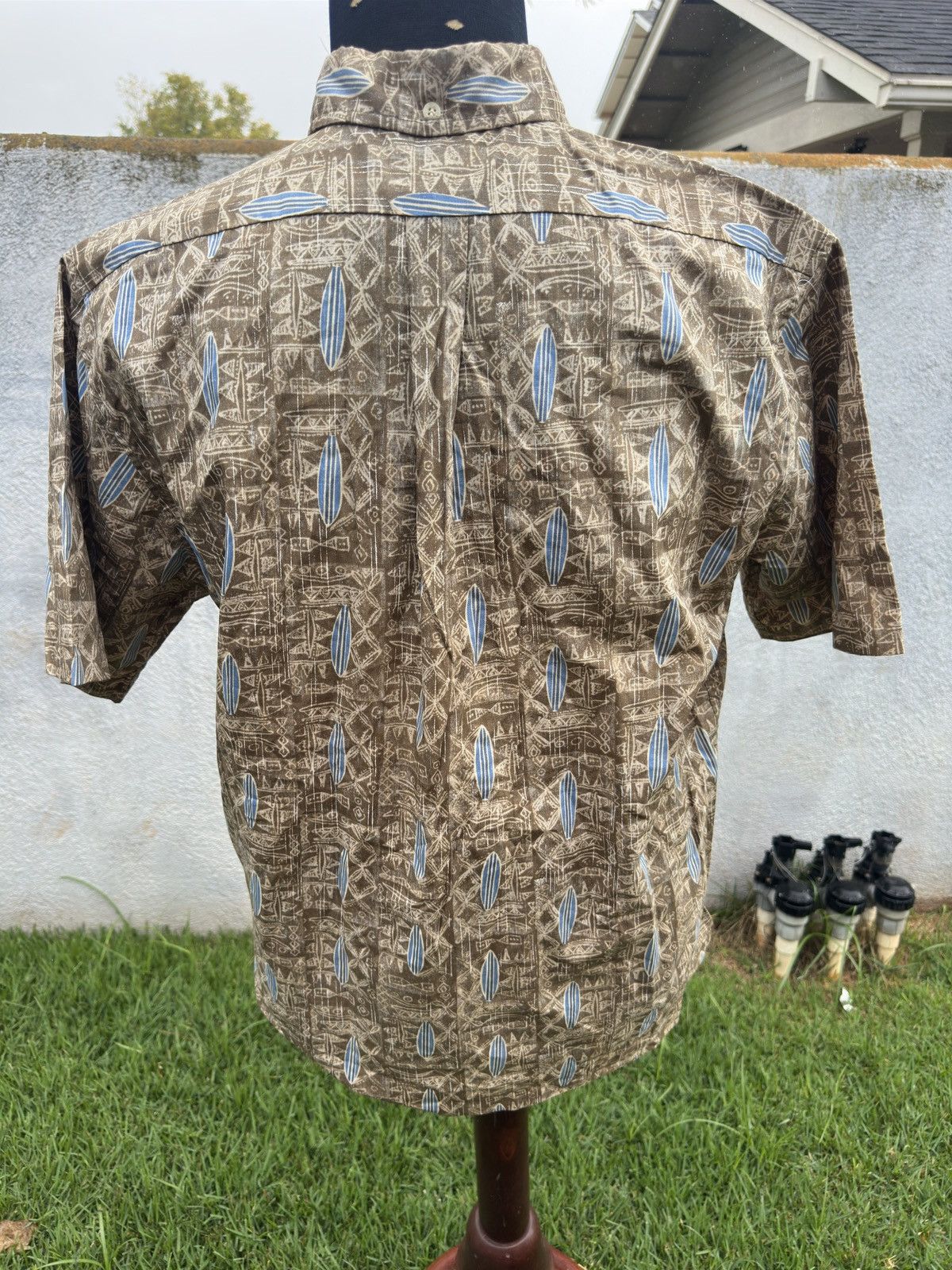 Reyn Spooner New Reyn Spooner Hawaiian Print 3/4 Button Brown Men's Large Size US L / EU 52-54 / 3 - 2 Thumbnail