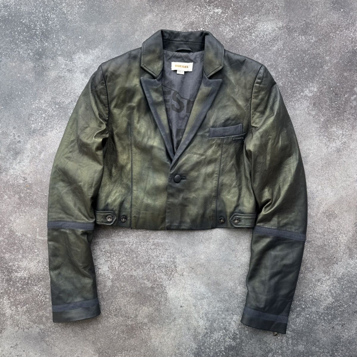 Diesel DIESEL 00’s Vintage Faded/Washed Punk Leather Jacket Size S / US 4 / IT 40 - 1 Thumbnail