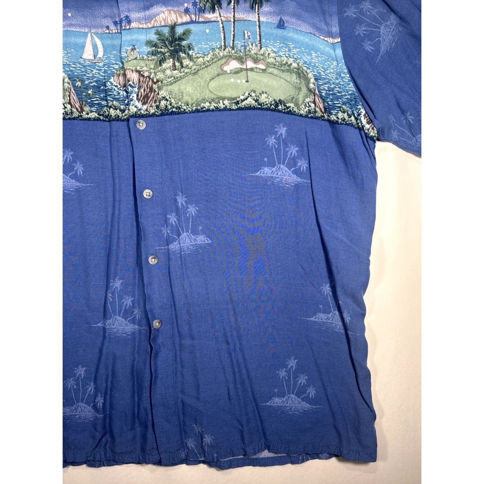 Vintage Campia Moda Campia Golf Print Hawaiian Palm Tree Button Up Shirt XS? XL Size US 36 / EU 52 - 3 Thumbnail