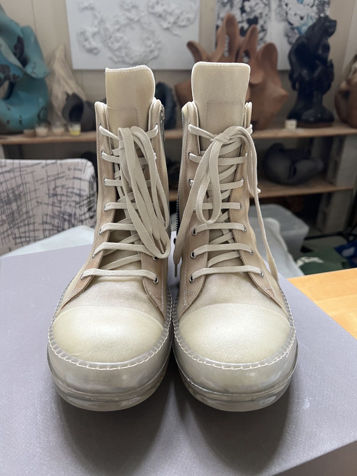 Rick Owens SS23 'EDFU' Transparent Leather Ramones (45 Rick Owens SS23 'EDFU' Transparent Leather Ramones (45