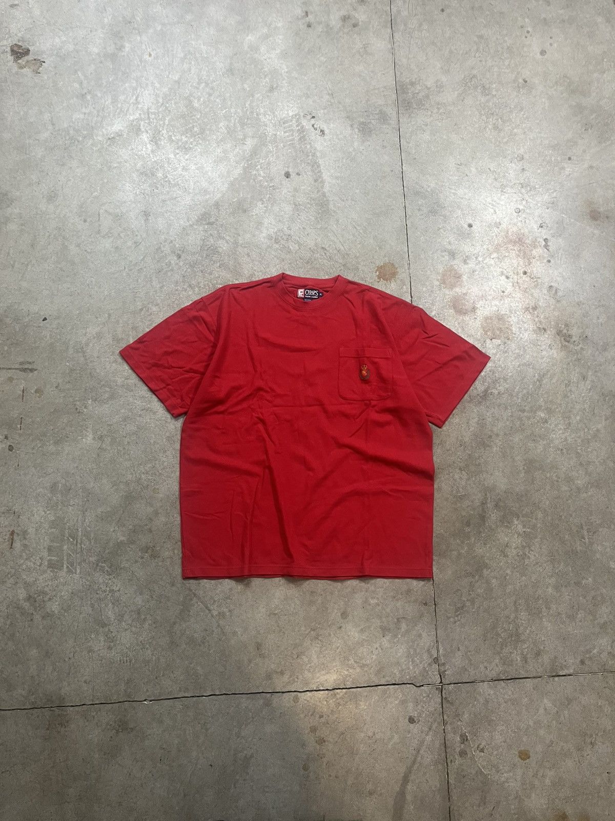 Chaps Chaps Ralph Lauren Crown Crest Embroidered Red Pocket Tee Size US XL / EU 56 / 4 - 1 Thumbnail