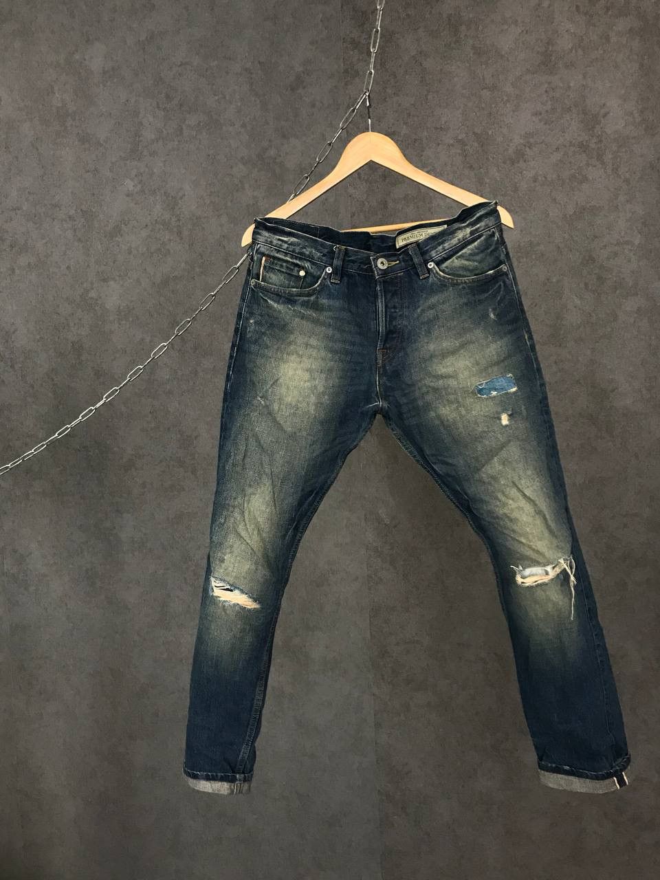 Vintage Japanese style Selvedge distressed denim jeans Size US 31 - 1 Thumbnail